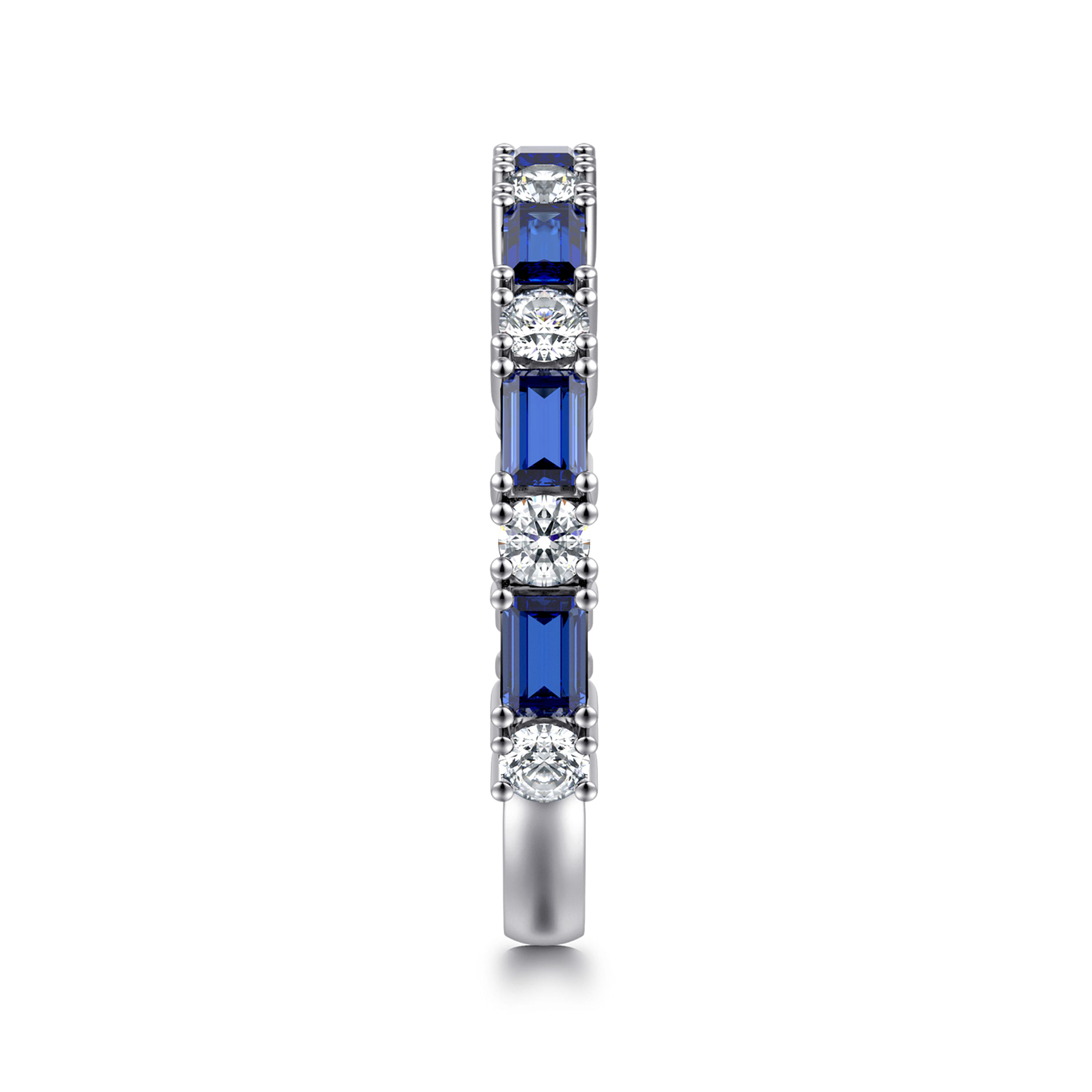 Gabriel & Co. Aggie 14K Prong Set Baguette Sapphire and Round Diamond Anniversary Band