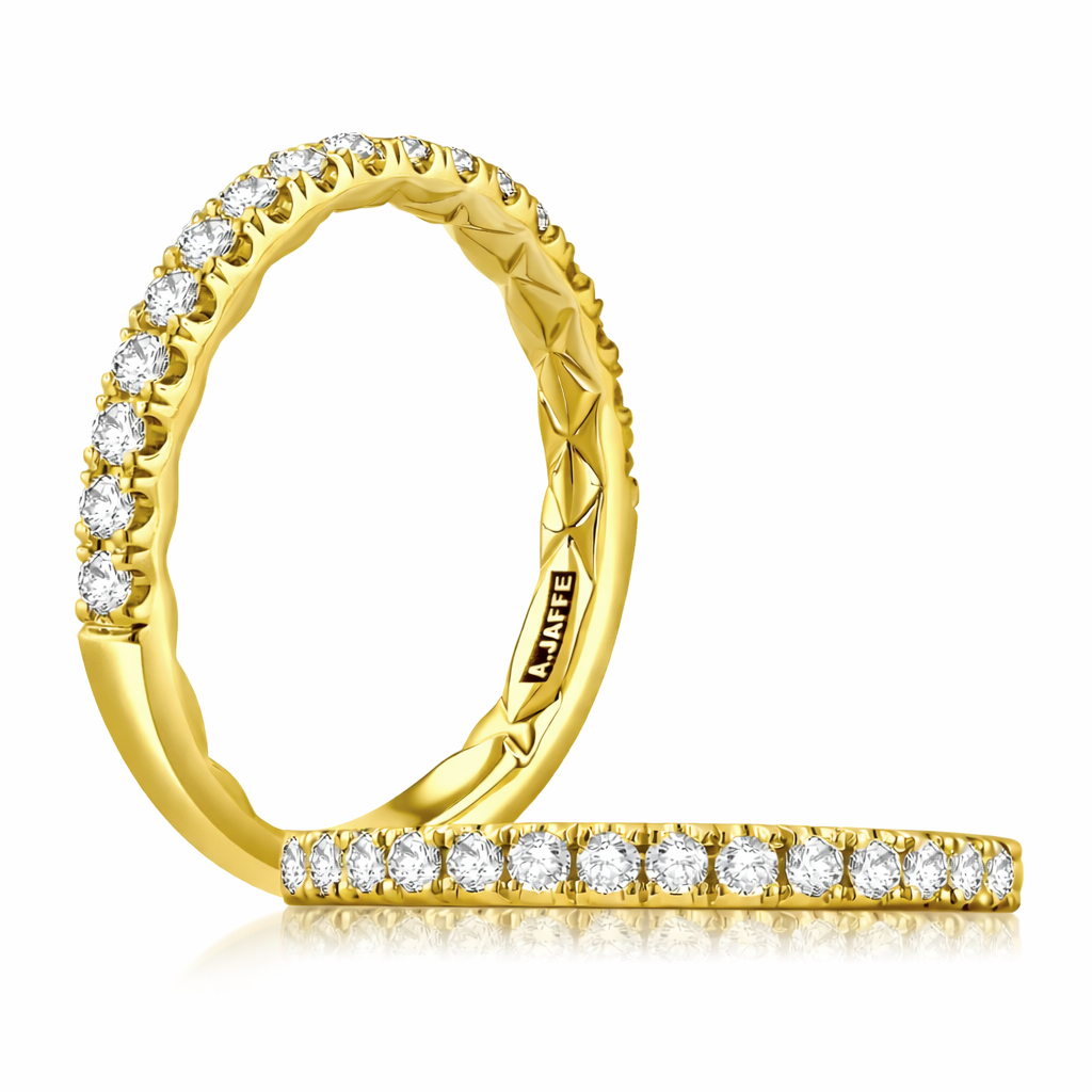 A. Jaffe 14K Yellow Gold Diamond Quilted Interior Half Anniversary Band
