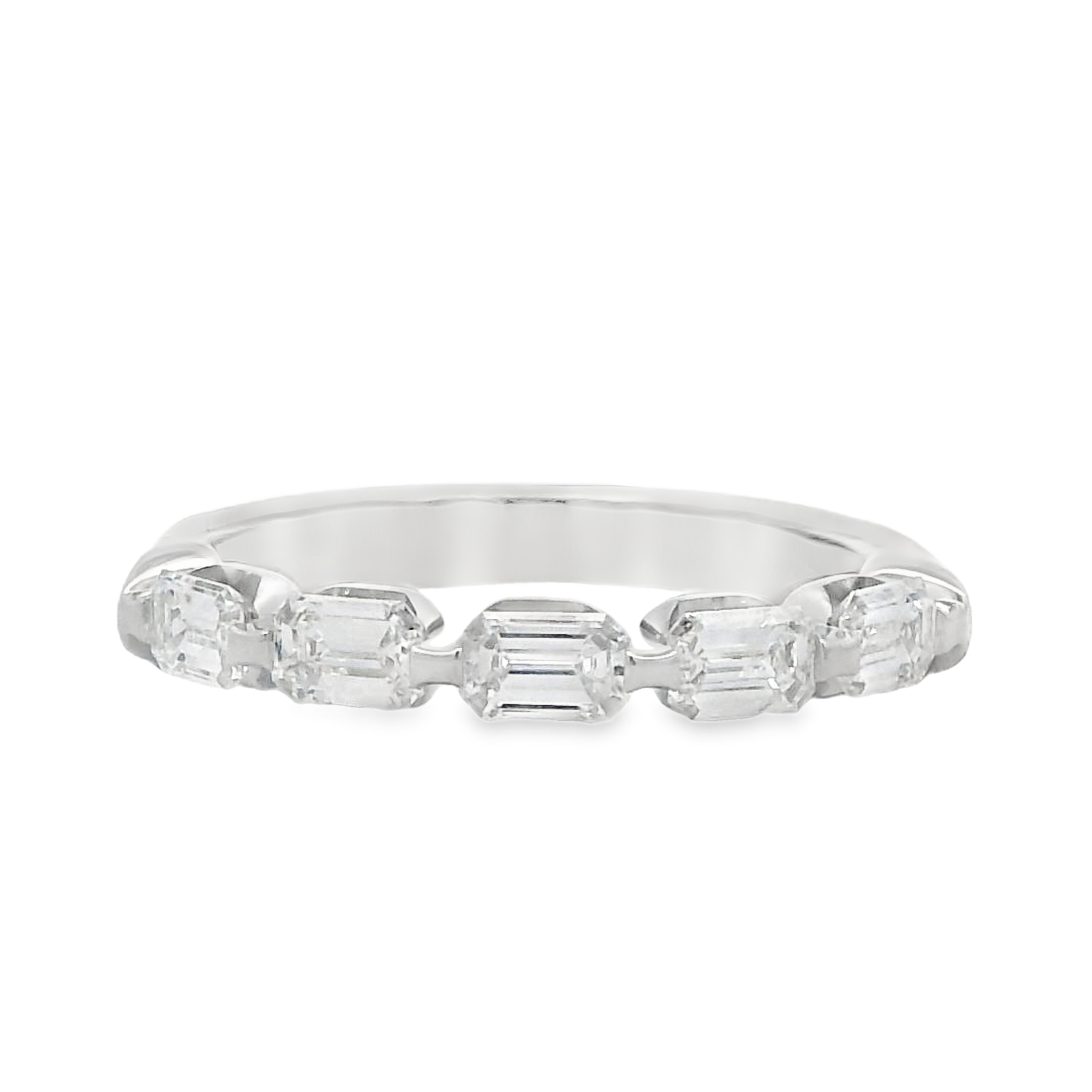 Roman Jewelers Signature 18K White Gold Emerald Cut Diamond Band