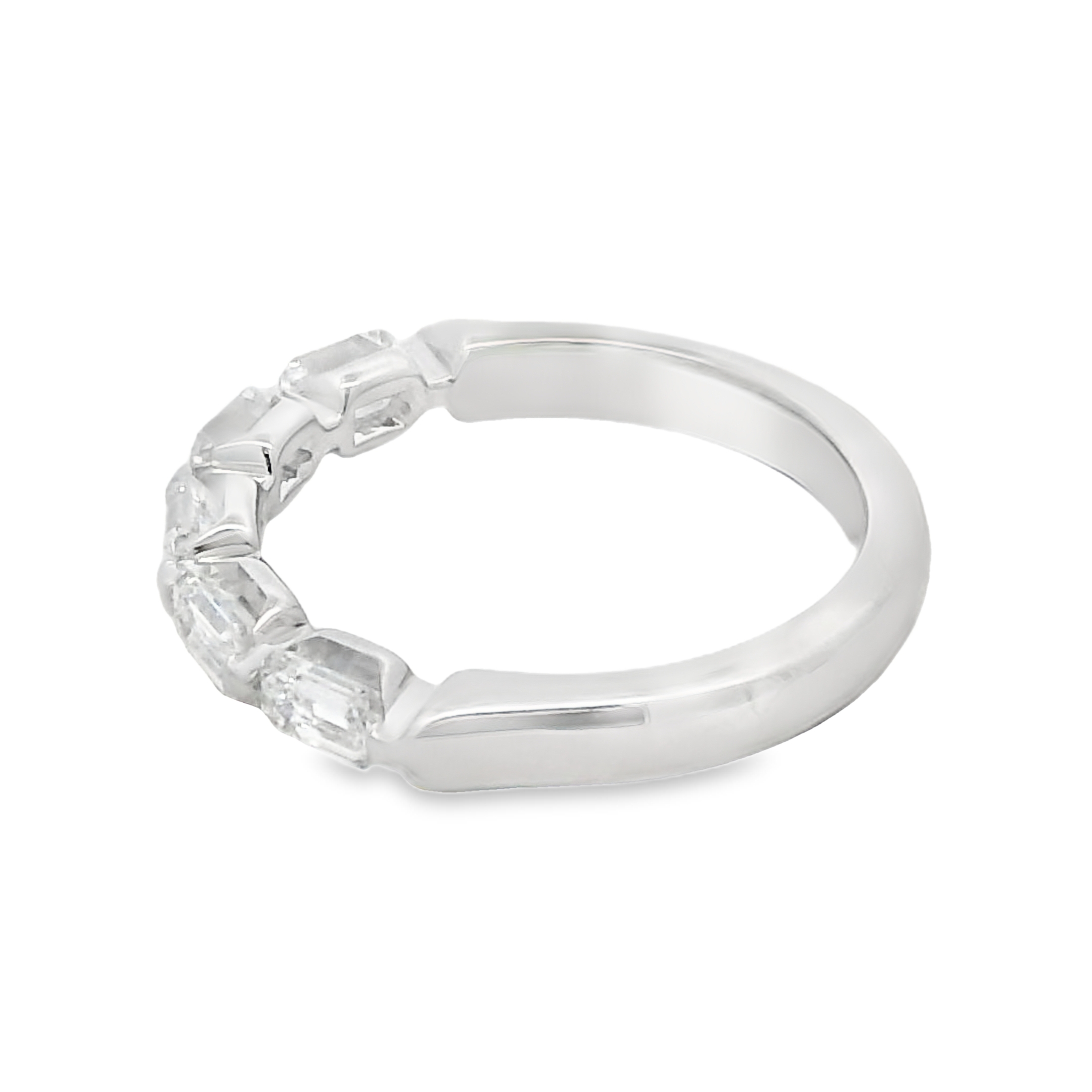 Roman Jewelers Signature 18K White Gold Emerald Cut Diamond Band