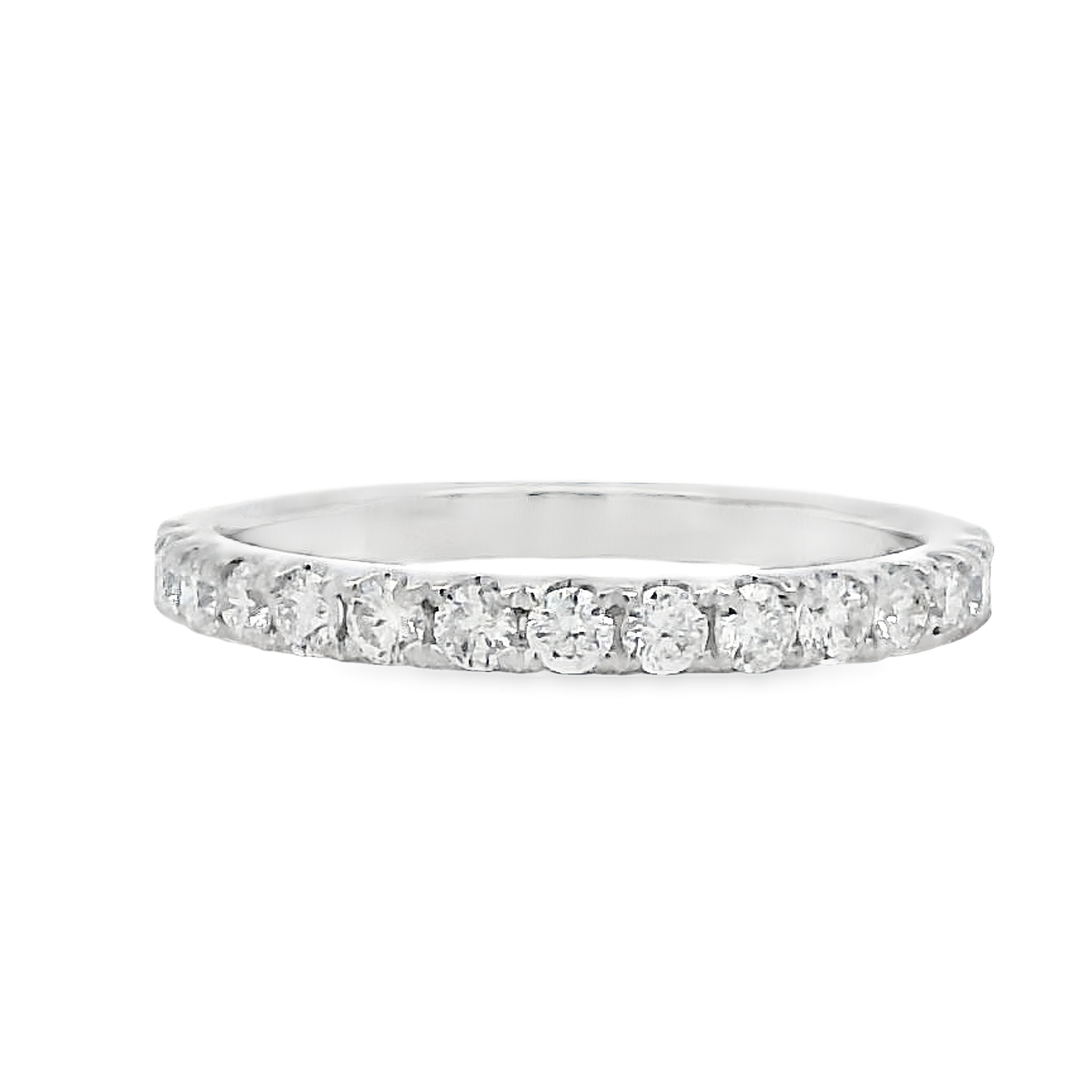 14K White Gold Diamond Half Anniversary Band with 15 Round Diamonds 0.43 CTW G-H SI Size 6