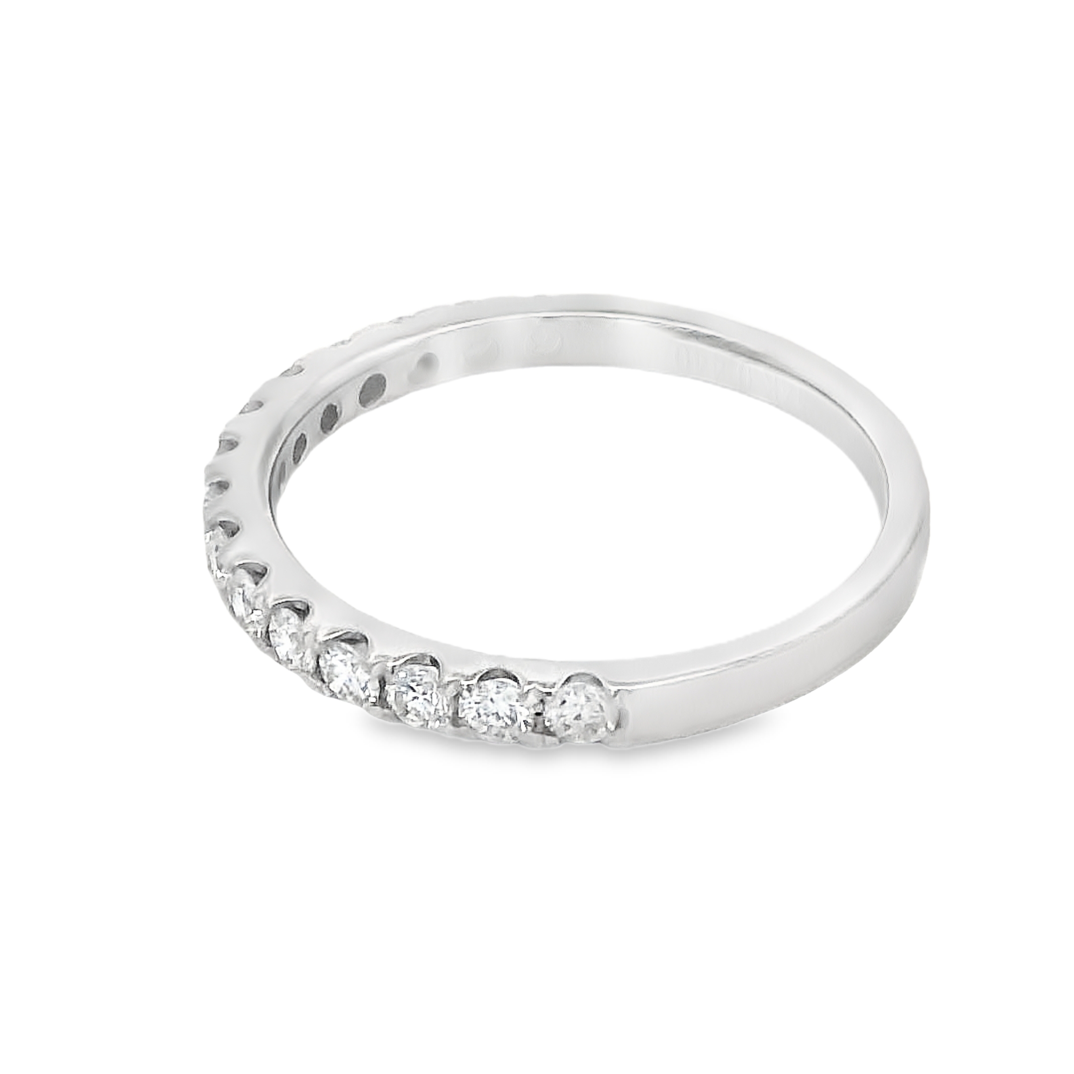 14K White Gold Diamond Half Anniversary Band with 15 Round Diamonds 0.43 CTW G-H SI Size 6