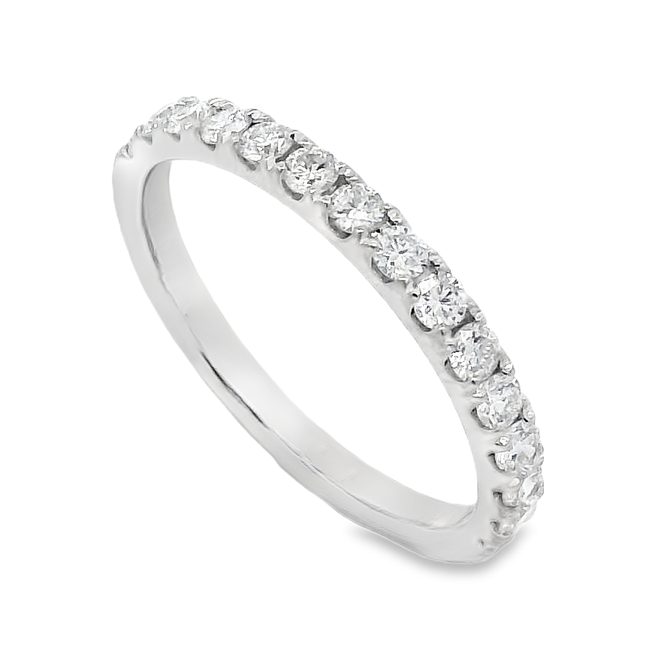 14K White Gold Diamond Half Anniversary Band with 15 Round Diamonds 0.43 CTW G-H SI Size 6