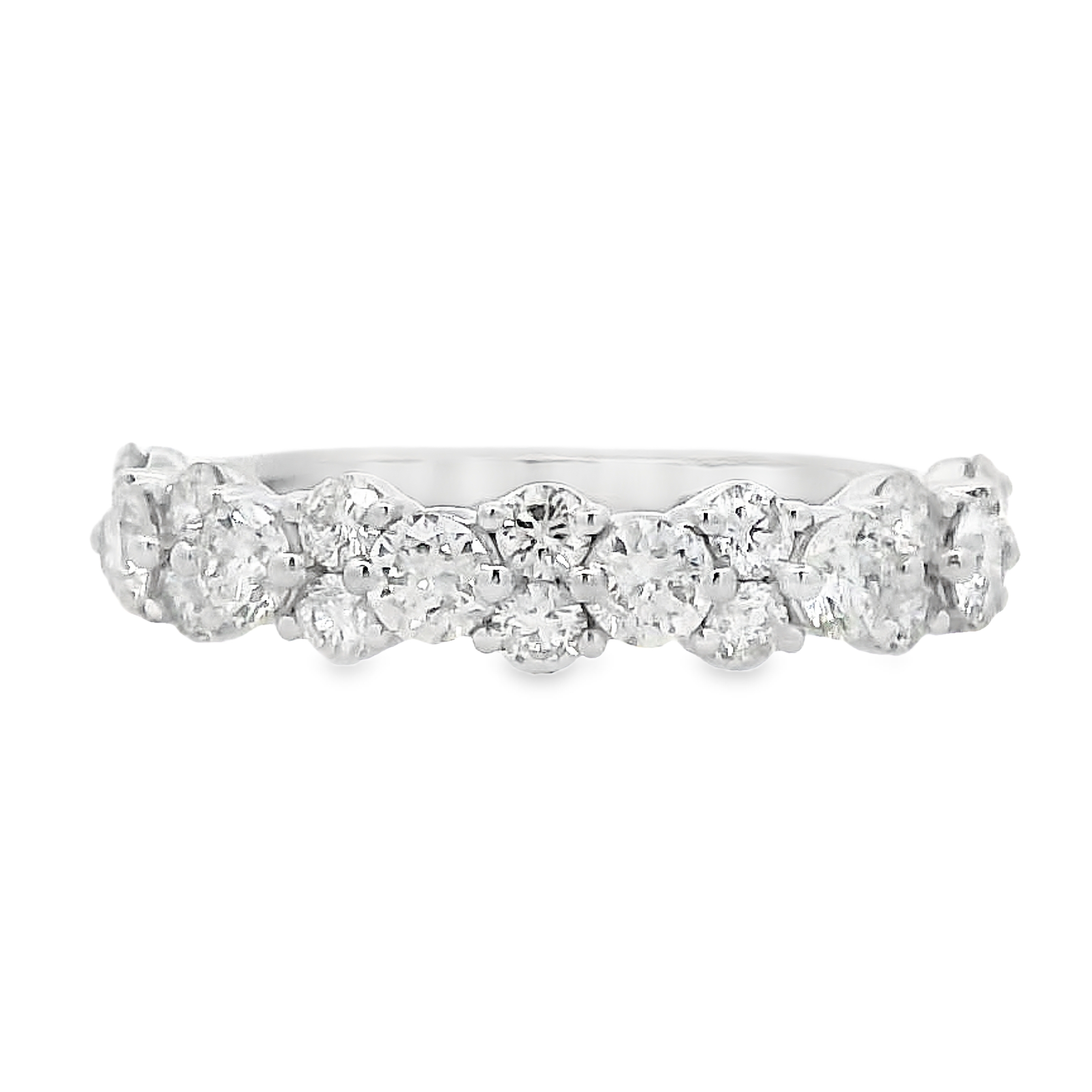 14K White Gold Diamond Cluster Anniversary Band