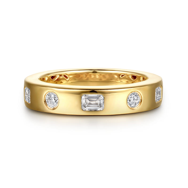 Gabriel & Co. 14K Yellow Gold Burnish Setting Diamond Anniversary Band