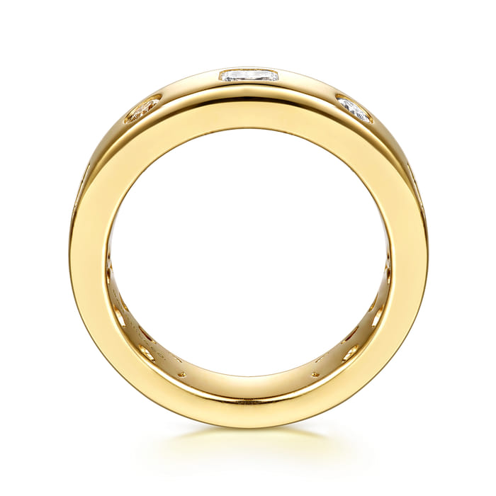 Gabriel & Co. 14K Yellow Gold Burnish Setting Diamond Anniversary Band