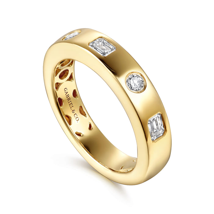 Gabriel & Co. 14K Yellow Gold Burnish Setting Diamond Anniversary Band