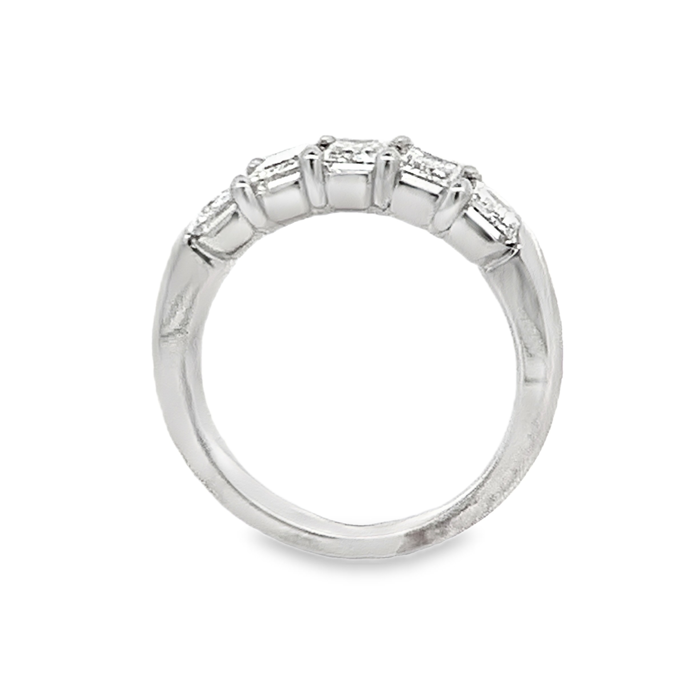 Platinum Diamond Anniversary Band Size 6.5 with 5 Emerald Diamonds with Claw Prongs 2.61ct H-I VVS1-VVS2 
GIA 6532308637, 1537308761, 1539198334, 6532266934, 6532309051