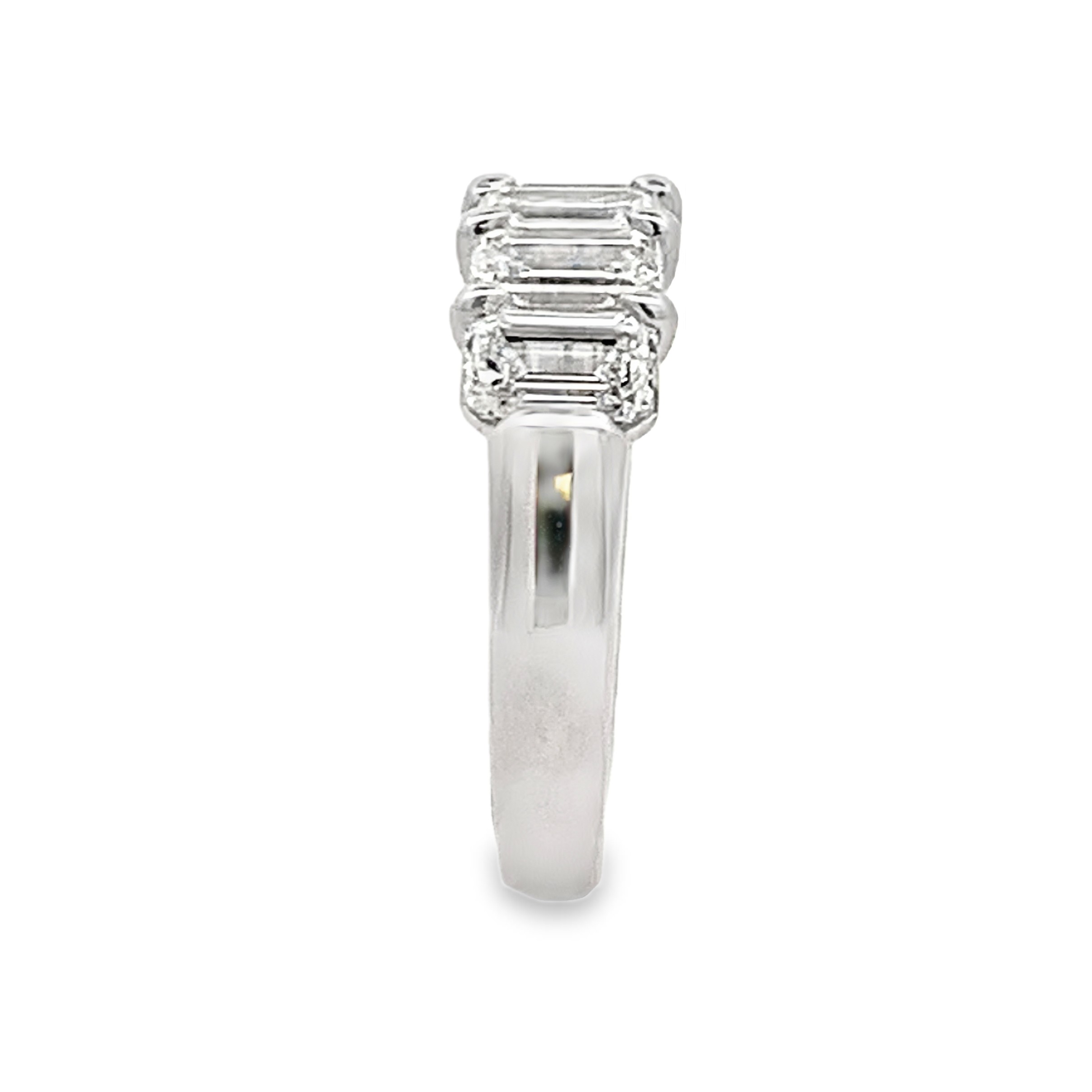 Platinum Diamond Anniversary Band Size 6.5 with 5 Emerald Diamonds with Claw Prongs 2.61ct H-I VVS1-VVS2 
GIA 6532308637, 1537308761, 1539198334, 6532266934, 6532309051