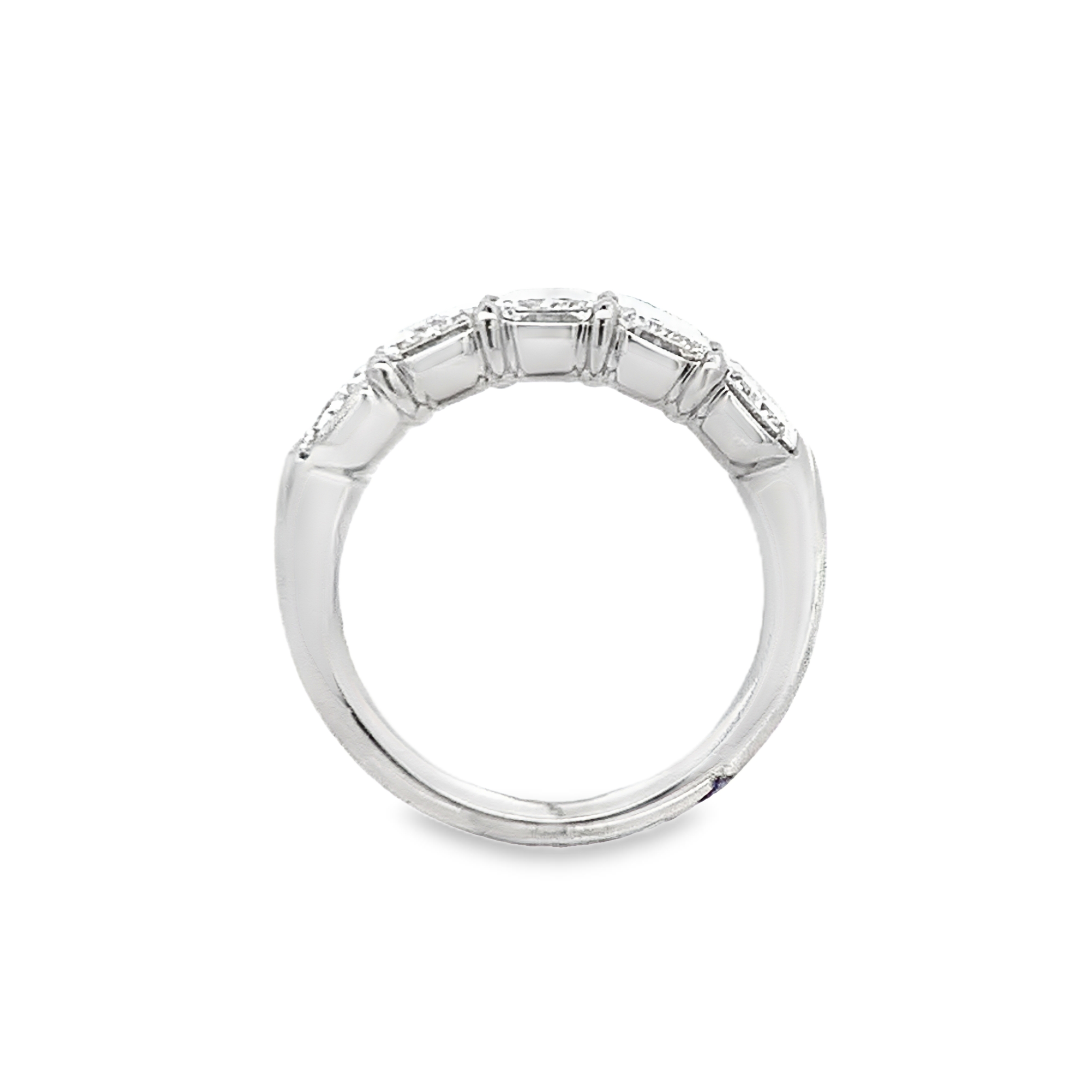 Platinum Diamond Anniversary Band Size 6.5 with 5 Radiant Diamonds with Claw Prongs 3.54ct G VS
GIA #1545293382, 2546250902, 3545428364, 7533731180, 2537313624