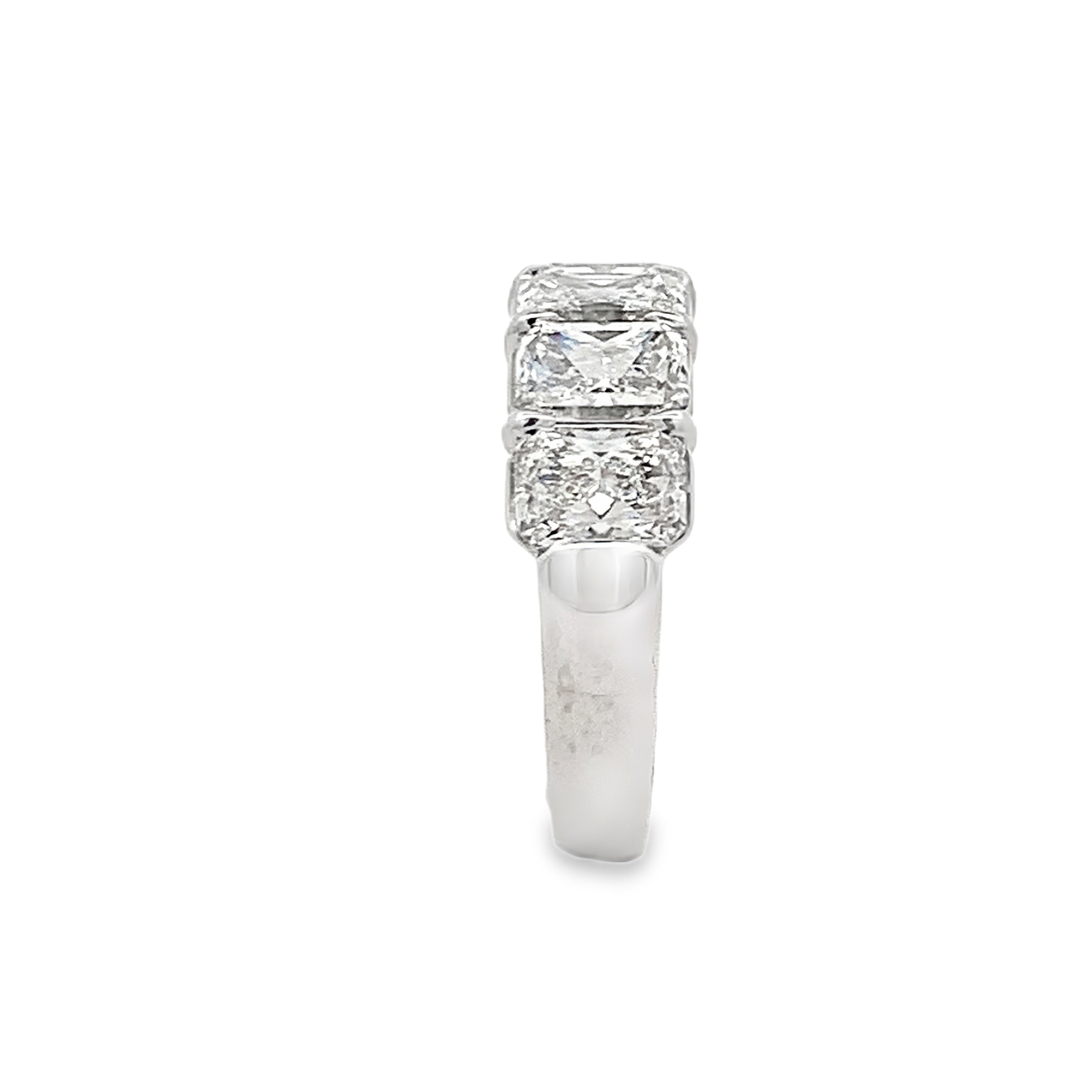 Platinum Diamond Anniversary Band Size 6.5 with 5 Radiant Diamonds with Claw Prongs 3.54ct G VS
GIA #1545293382, 2546250902, 3545428364, 7533731180, 2537313624