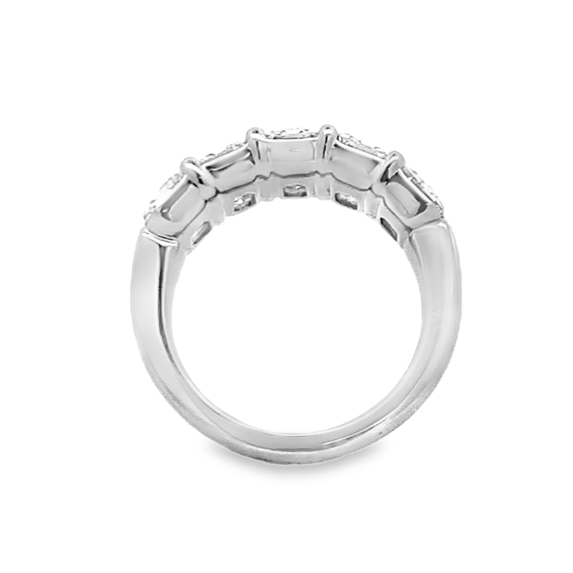 Platinum Diamond Anniversary Band Size 6.5 with 5 Emerald Diamonds with Claw Prongs 5.04ct  I VVS2
GIA #6535171923, 6532053827, 3535327384, 6531508743, 2526609793