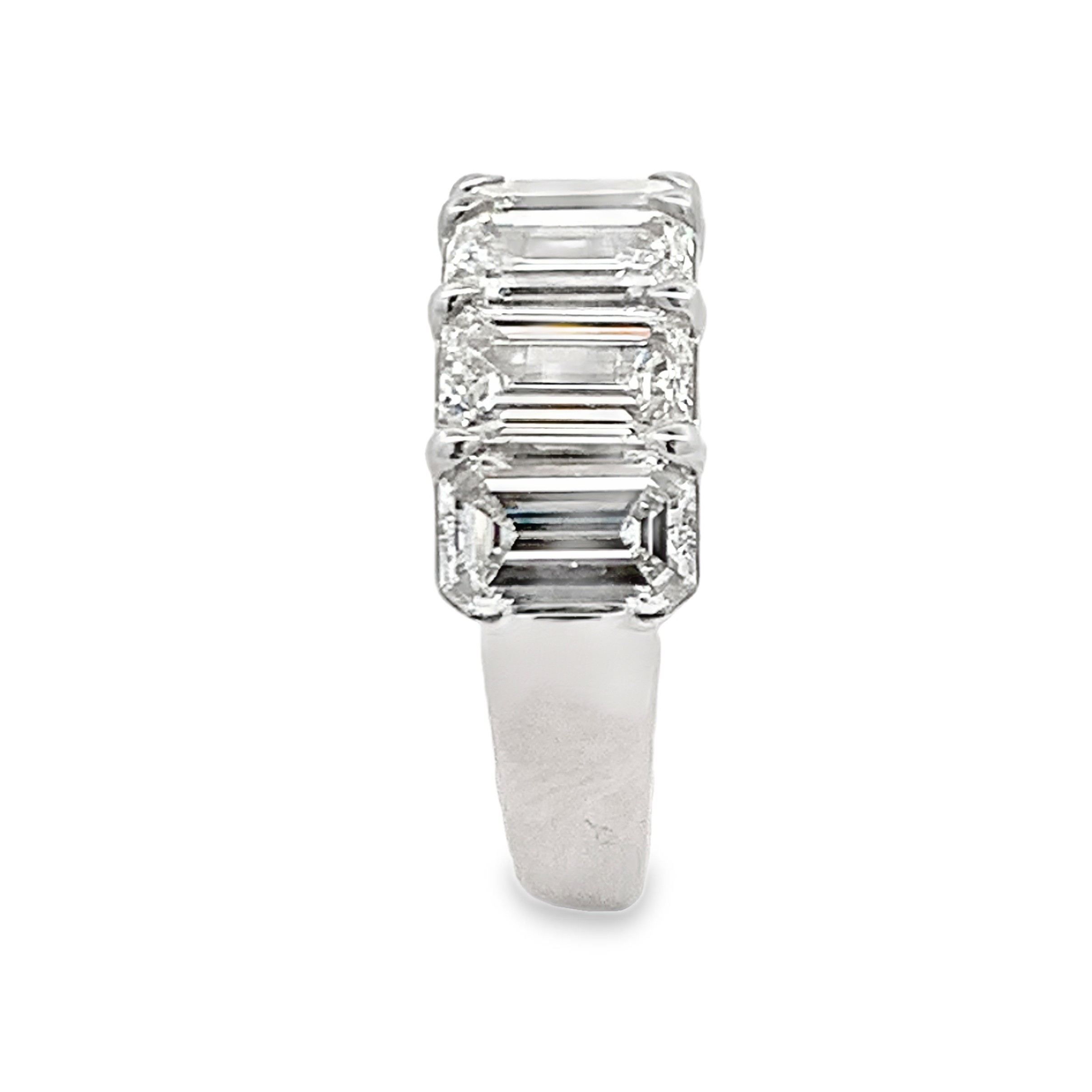 Platinum Diamond Anniversary Band Size 6.5 with 5 Emerald Diamonds with Claw Prongs 5.04ct  I VVS2
GIA #6535171923, 6532053827, 3535327384, 6531508743, 2526609793