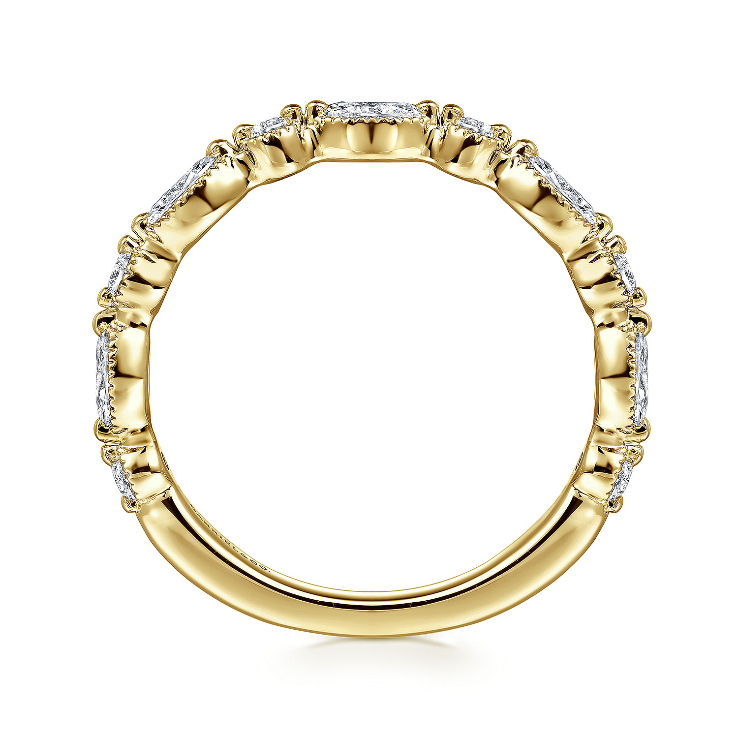 Gabriel & Co. 14K Yellow Gold Alternating Diamond Anniversary Band
