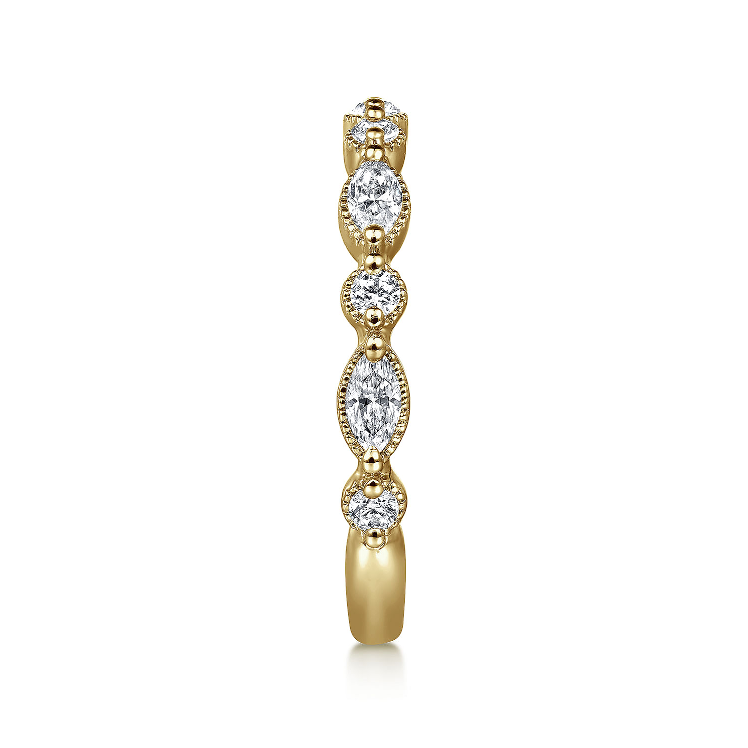 Gabriel & Co. 14K Yellow Gold Alternating Diamond Anniversary Band