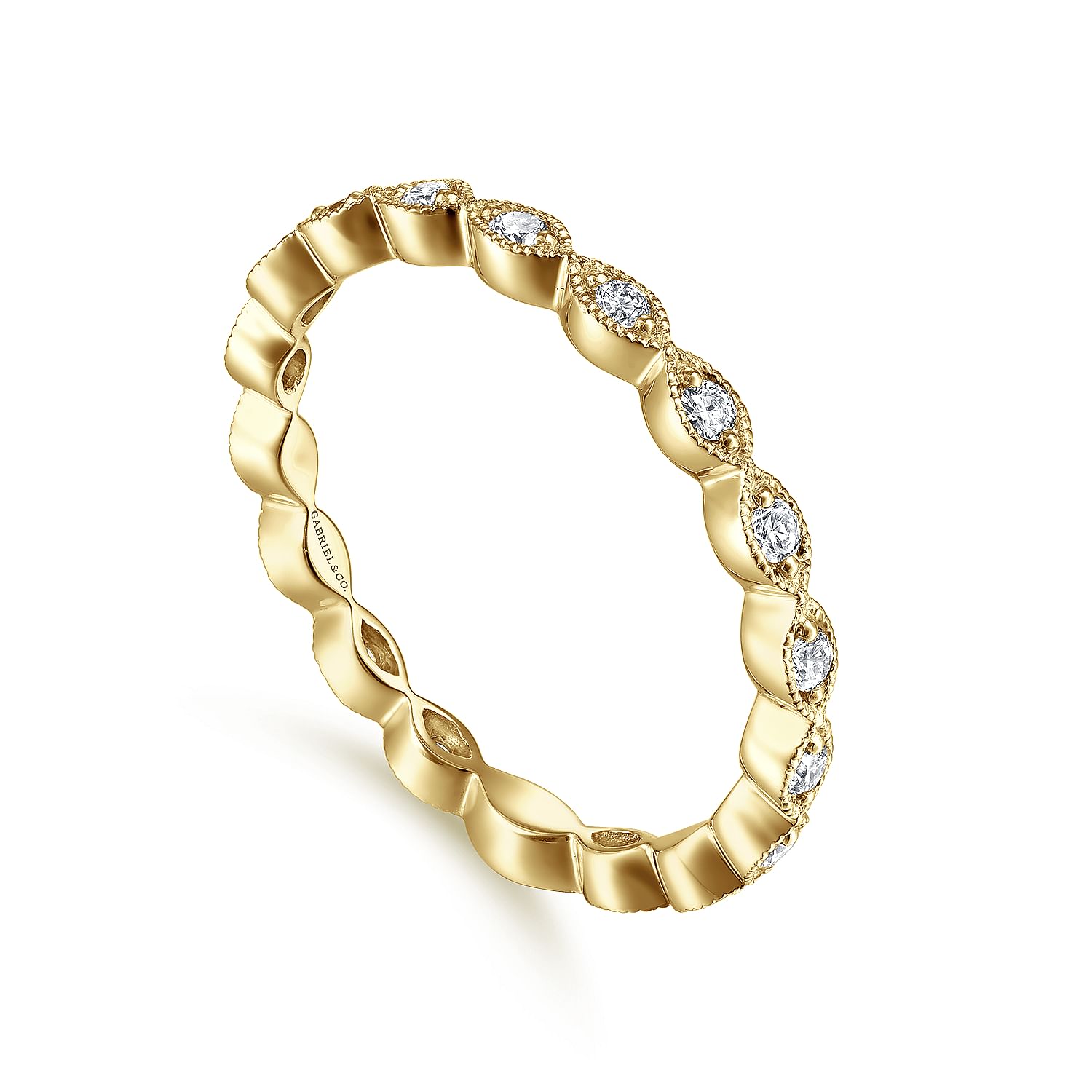 Gabriel & Co. 14K Yellow Gold Marquise Station Stackable Anniversary Band
