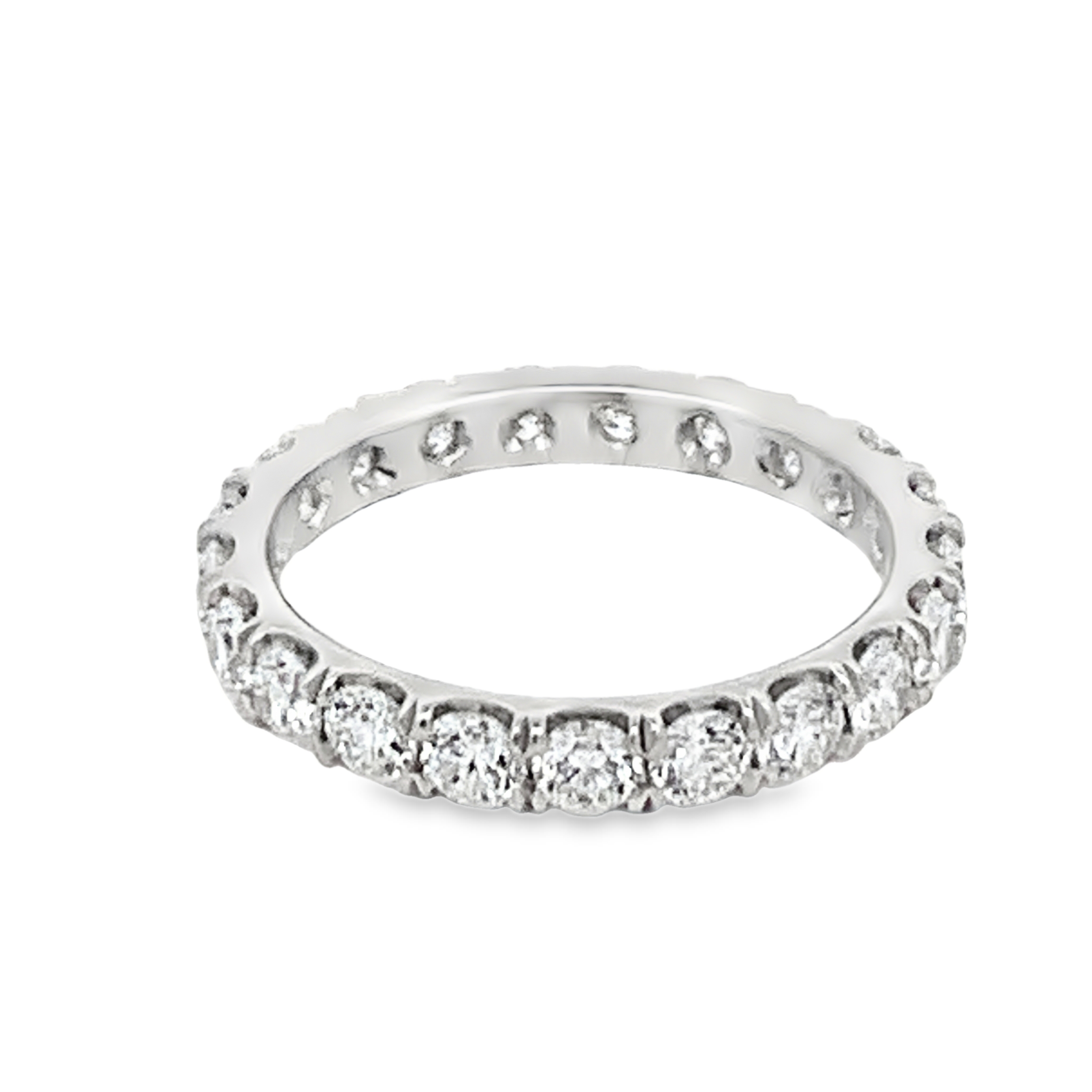 18K White Gold Full Anniversary Diamond Band Size 6.5 with 21 Round Diamonds 2.00 CTW F-G VS