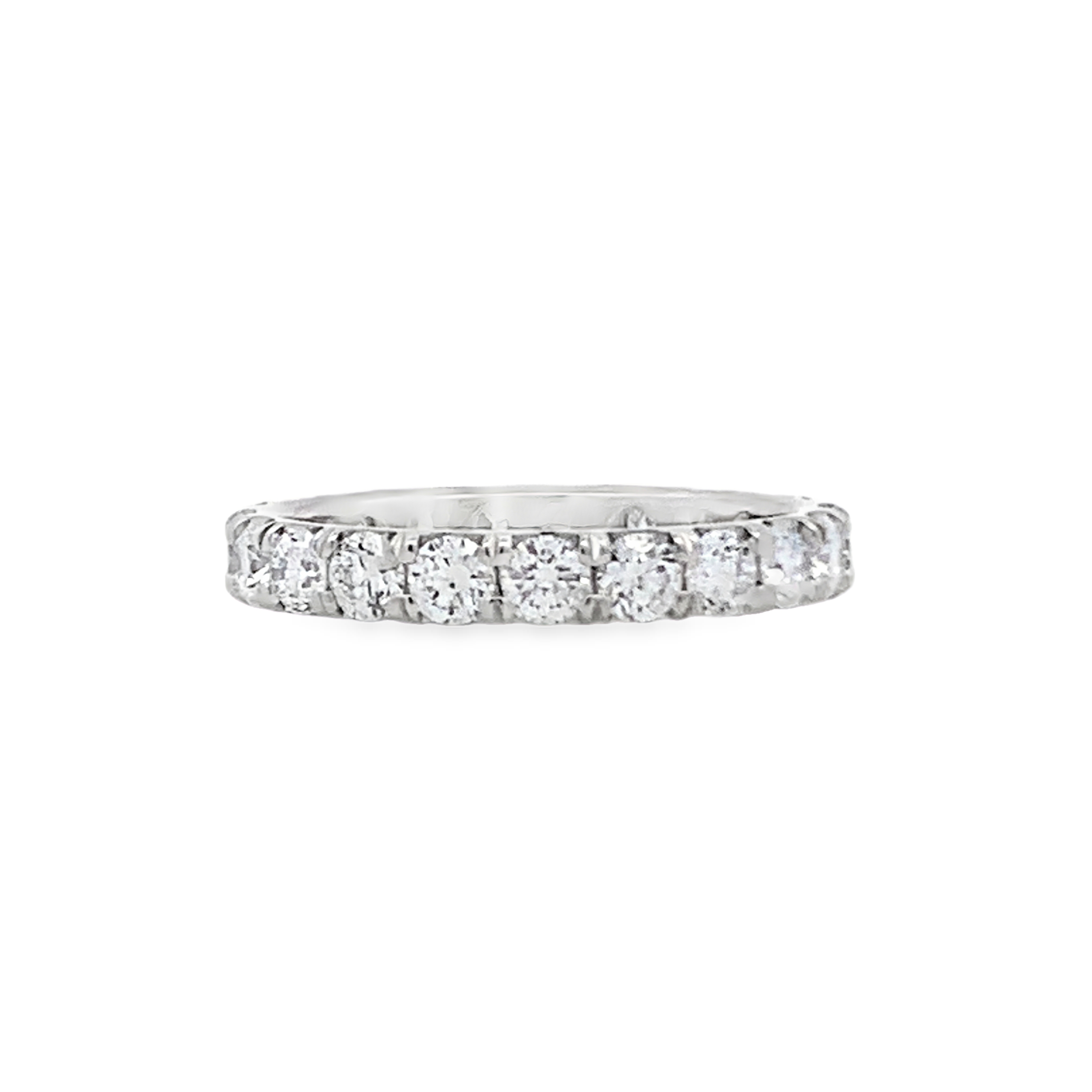 18K White Gold Full Anniversary Diamond Band Size 6.5 with 21 Round Diamonds 2.00 CTW F-G VS