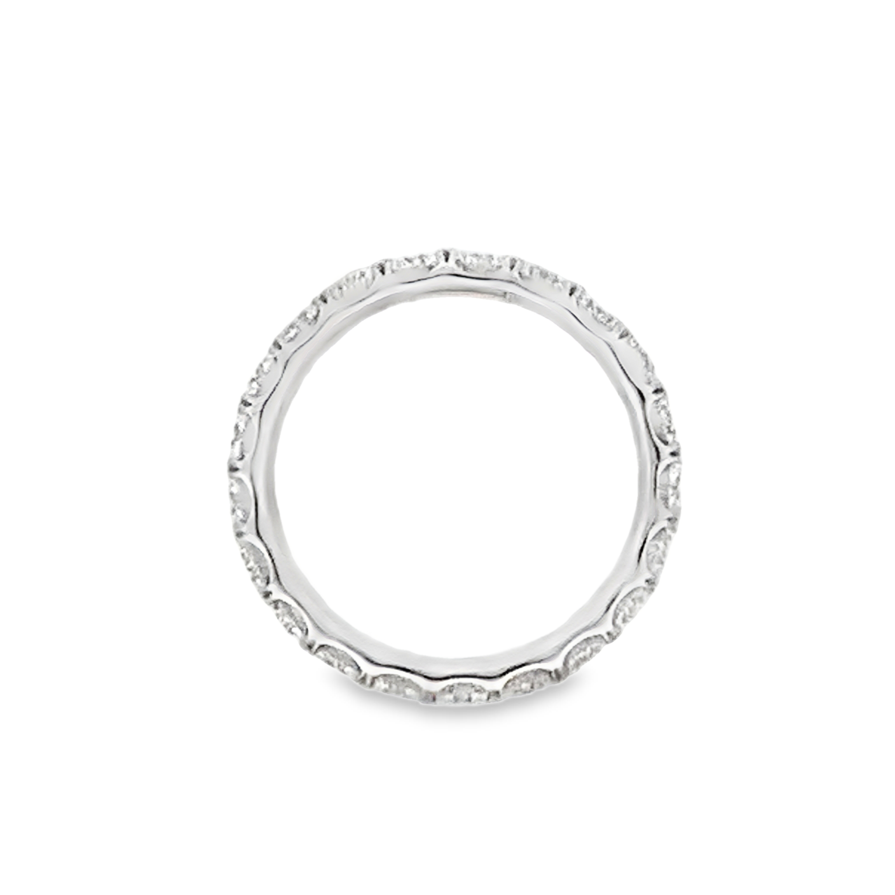 18K White Gold Full Anniversary Diamond Band Size 6.5 with 21 Round Diamonds 2.00 CTW F-G VS