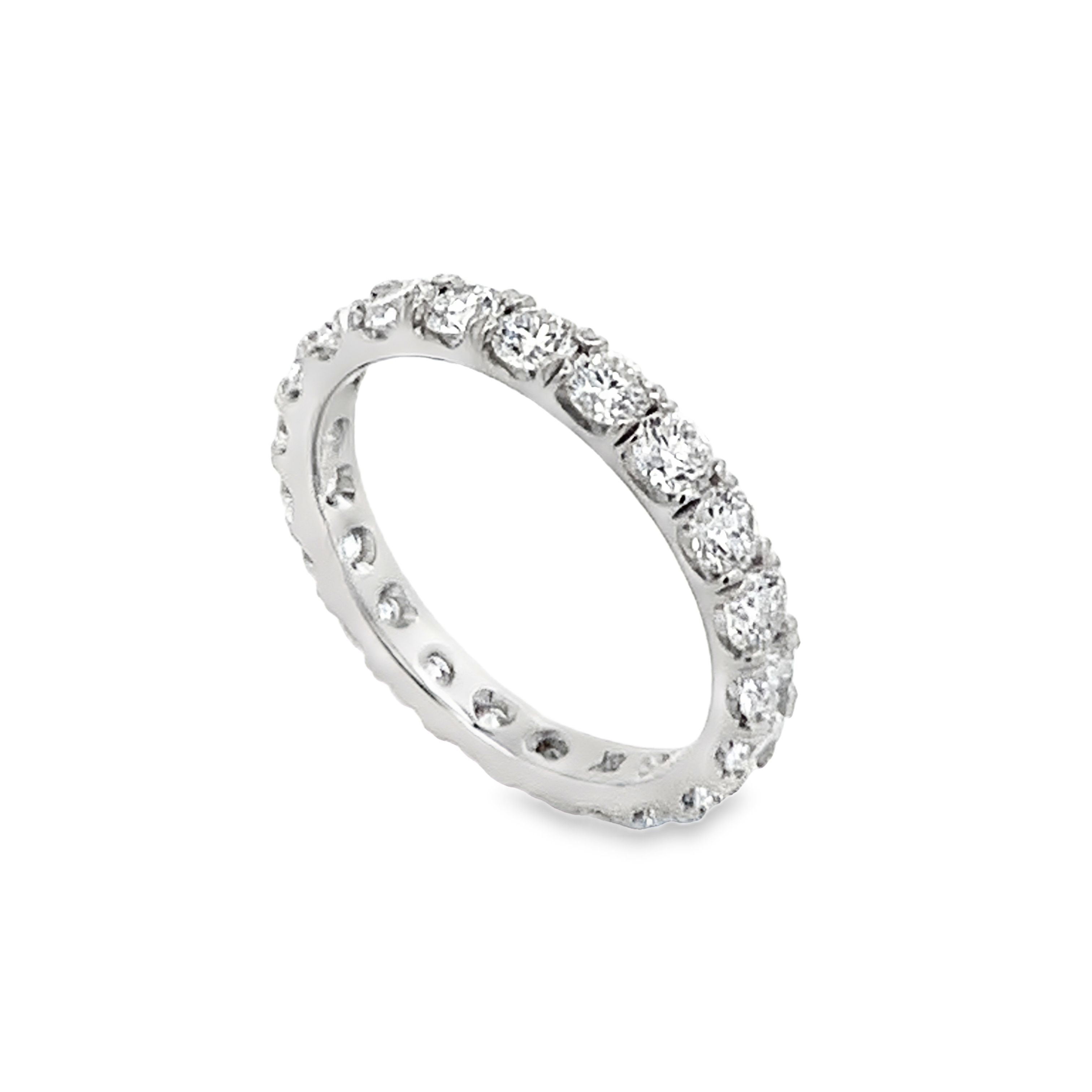 18K White Gold Full Anniversary Diamond Band Size 6.5 with 21 Round Diamonds 2.00 CTW F-G VS