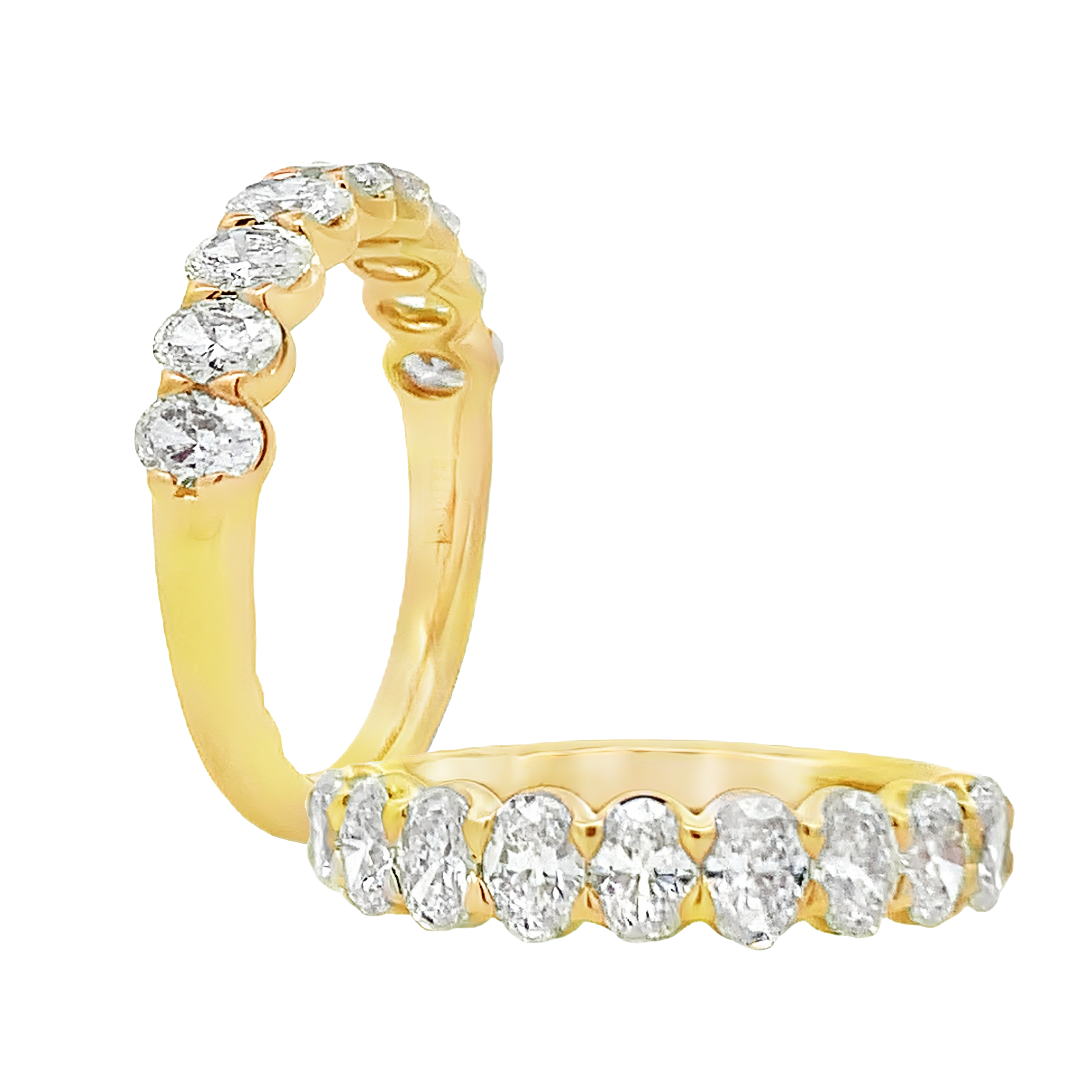 14K Yellow Gold Oval Diamond Anniversary Ring