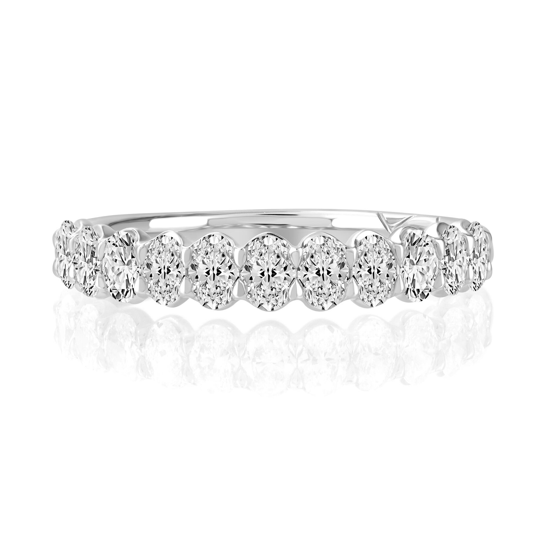 14K White Gold Oval Diamond Anniversary Band