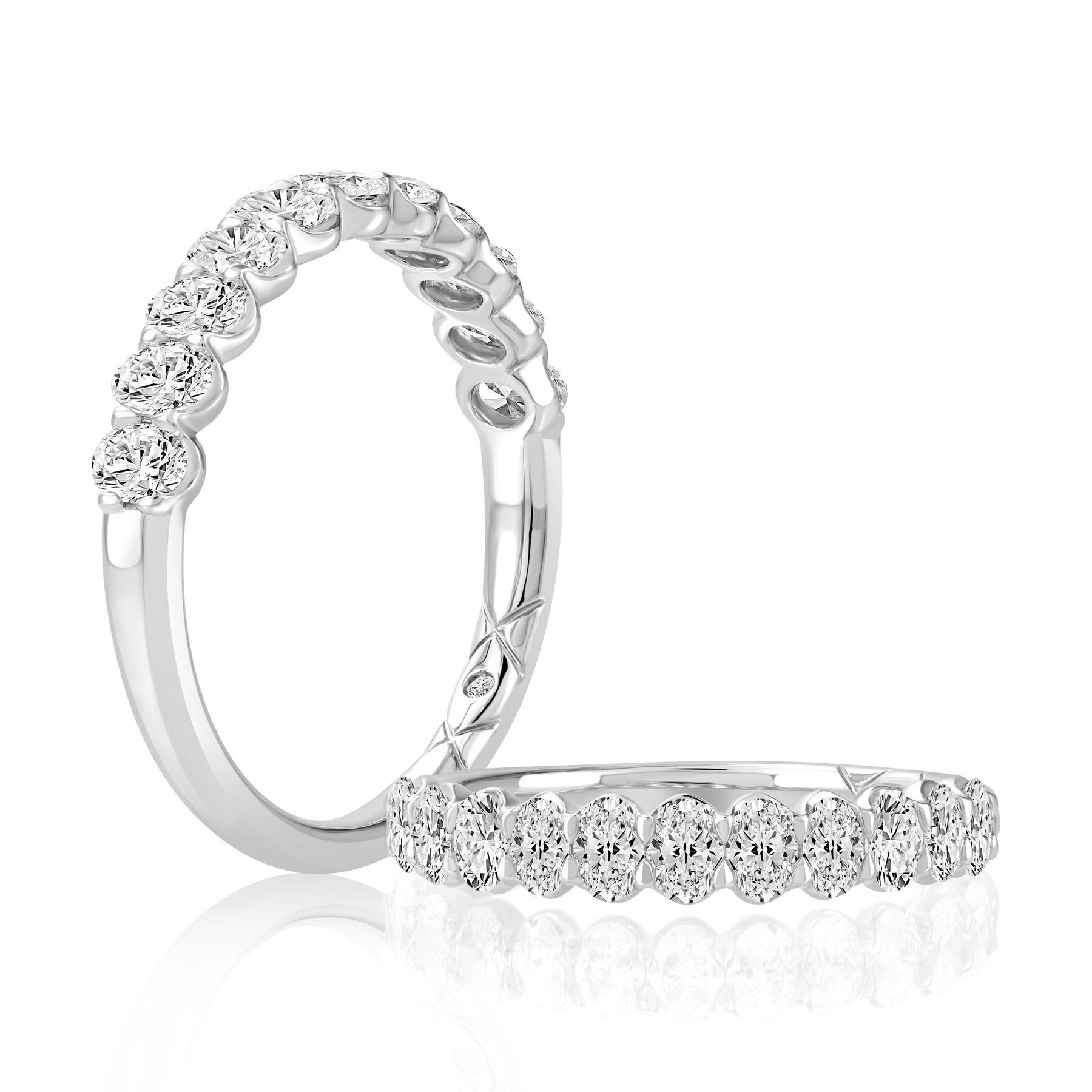 14K White Gold Oval Diamond Anniversary Band