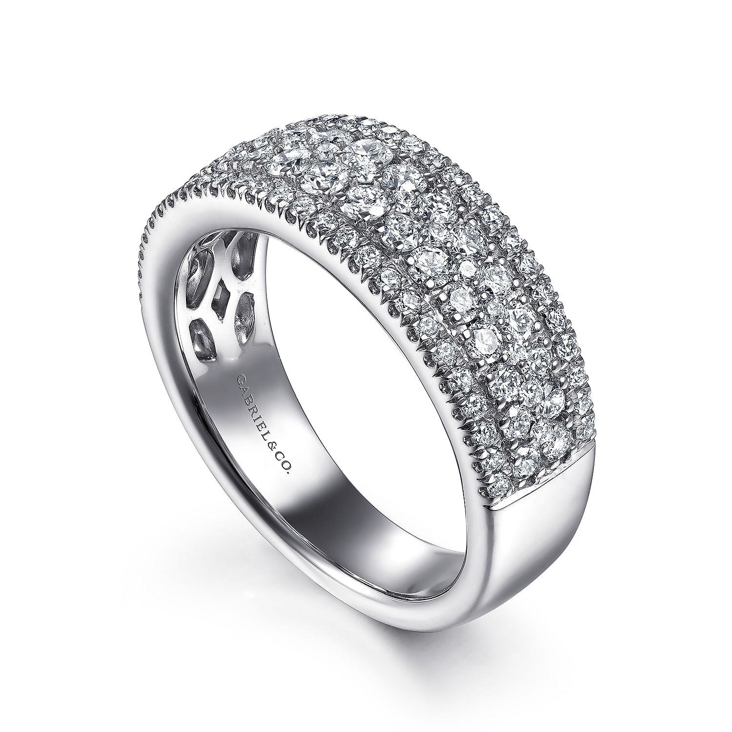 Gabriel & Co. 14K White Gold Wide Diamond Anniversary Band