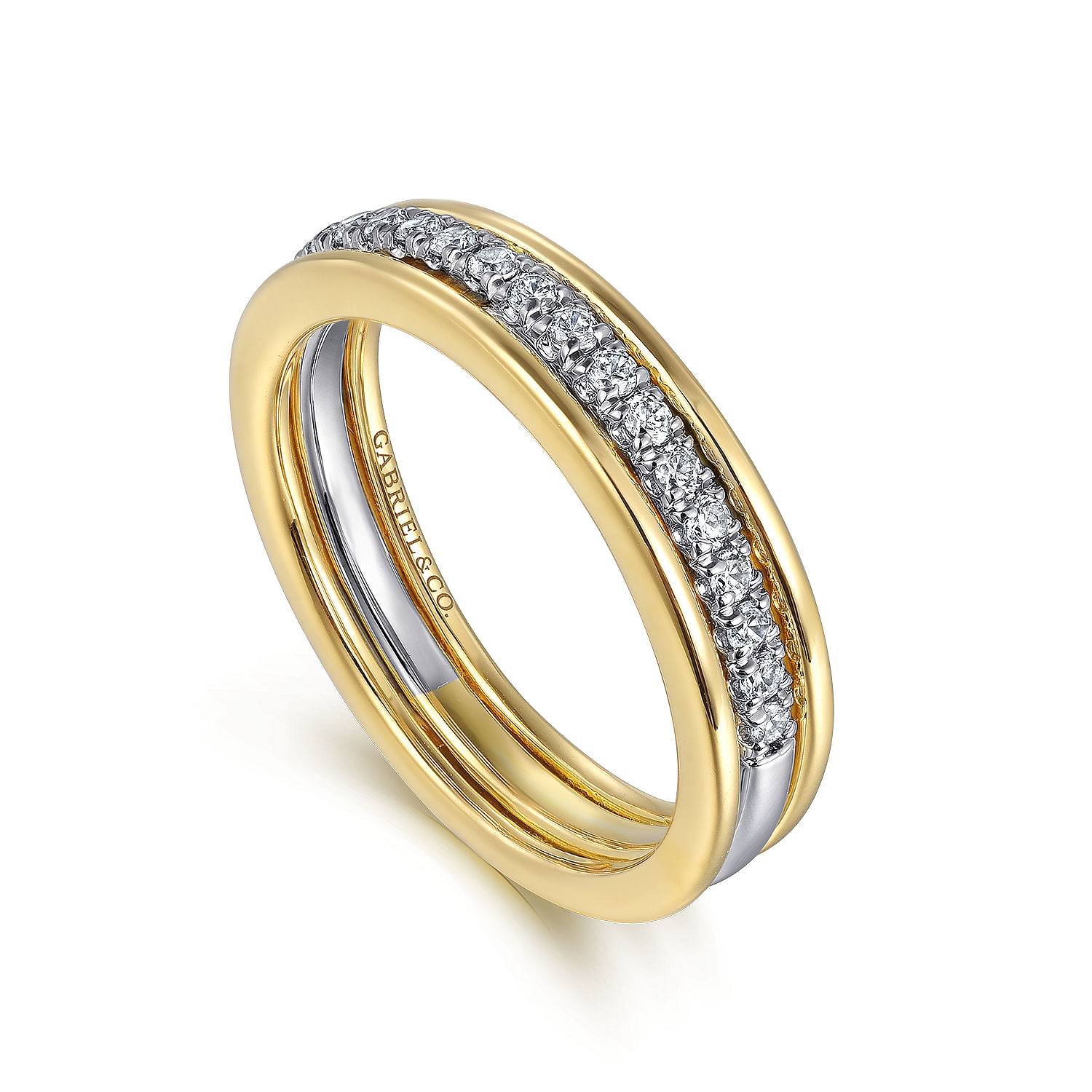 Gabriel & Co. 14K Two-Tone Stack Diamond Anniversary Band