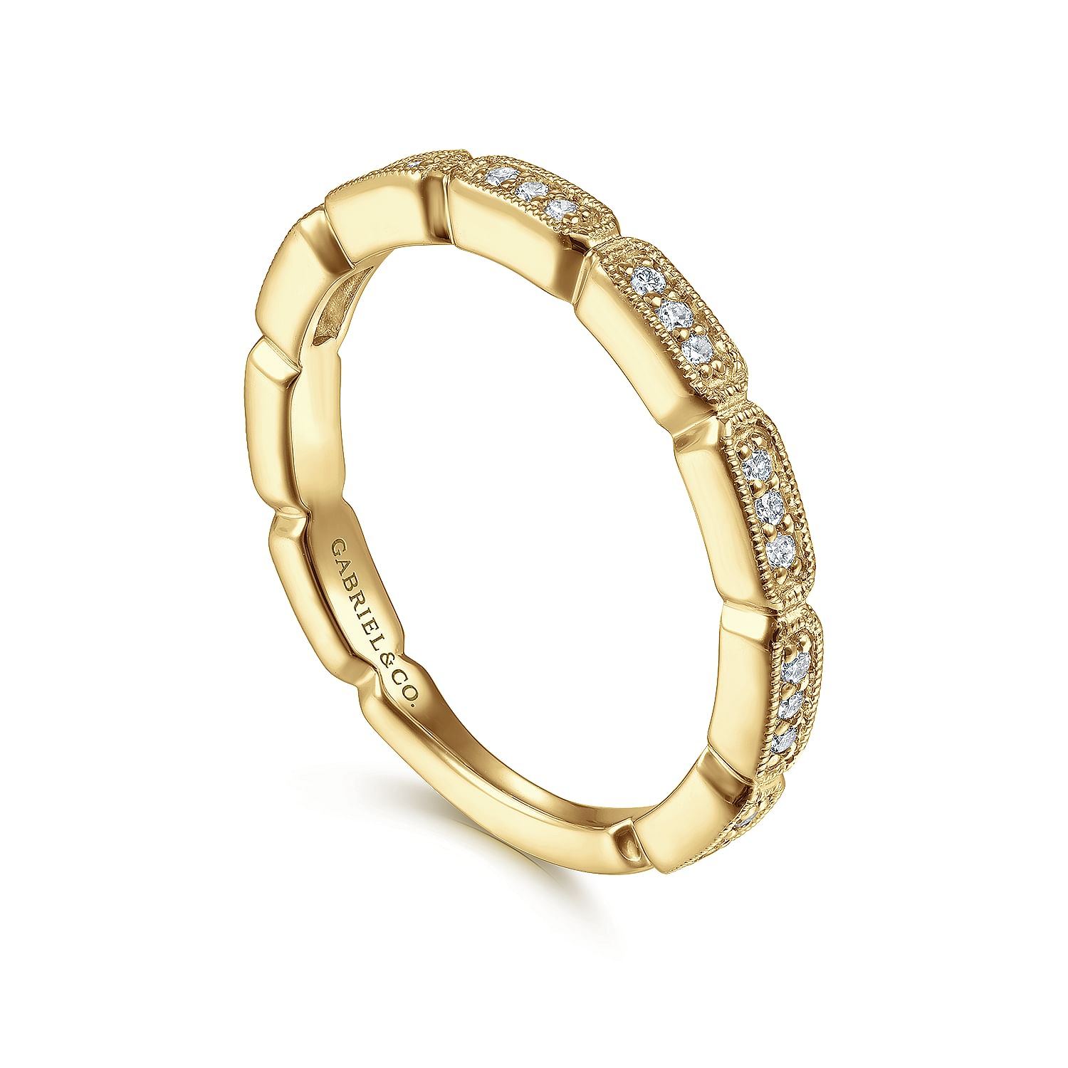 Gabriel & Co.14K Yellow Gold Diamond Stackable Ring