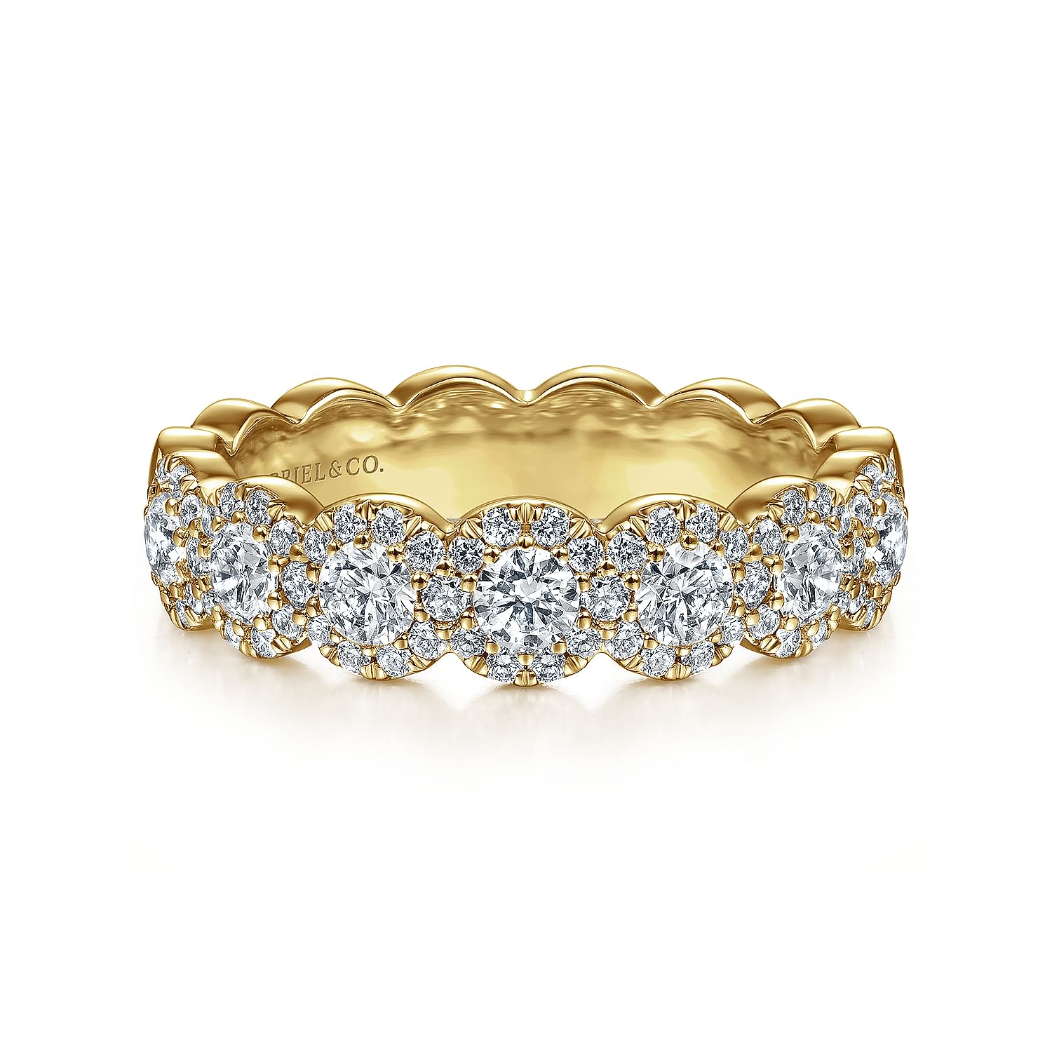 Gabriel & Co. 14K Yellow Gold Cluster Scalloped Diamond Band