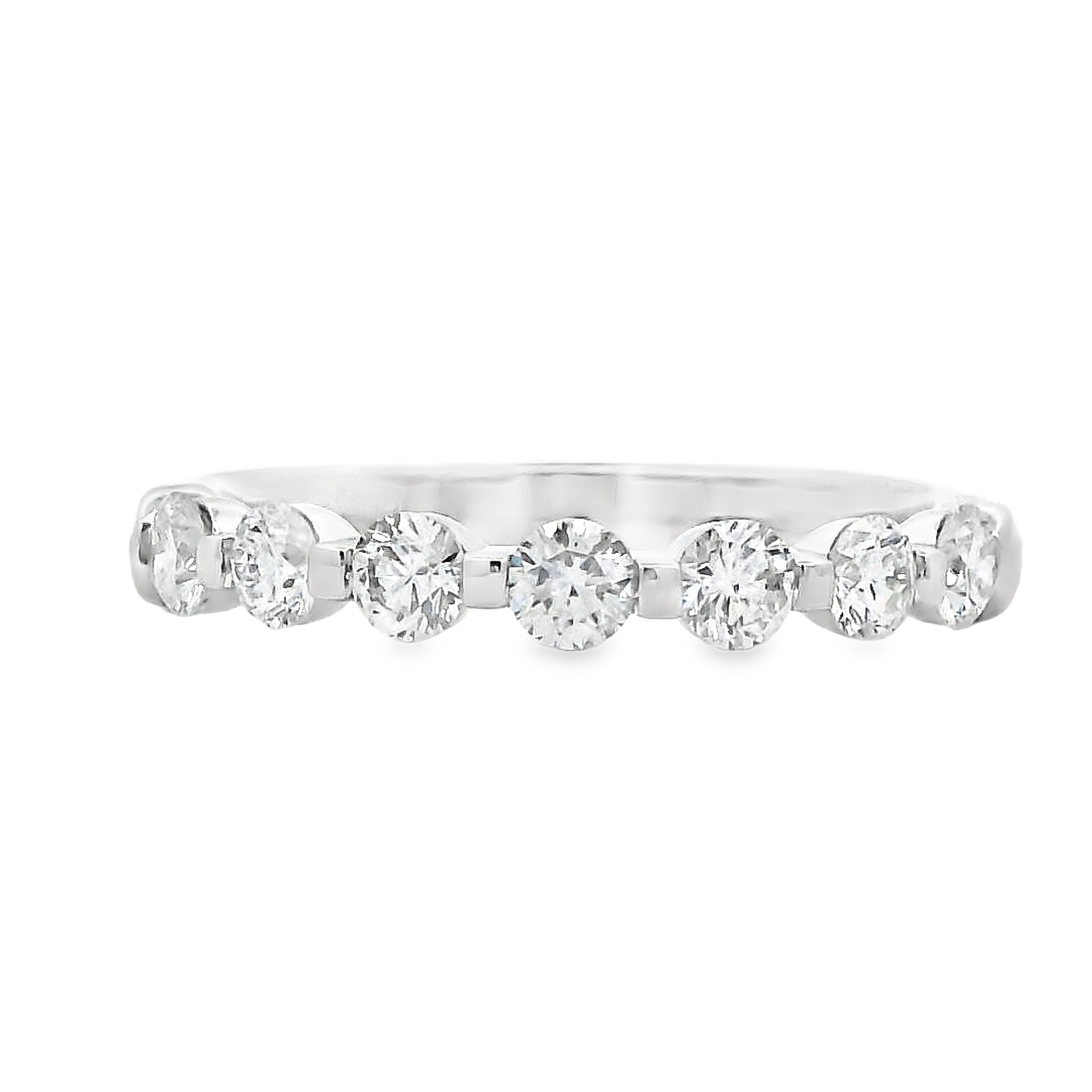 Romanza 14K White Gold 7-Stone Shared-Prong Anniversary Band