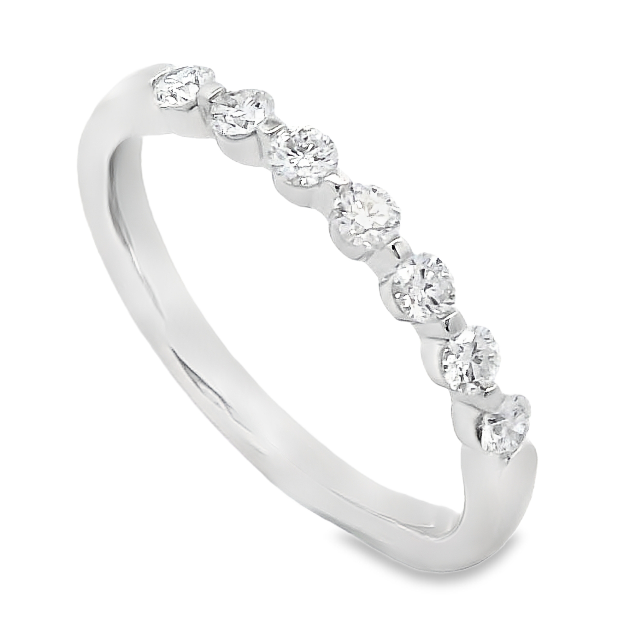 Romanza 14K White Gold 1/3-Carat 7-Stone Shared-Prong Diamond Band