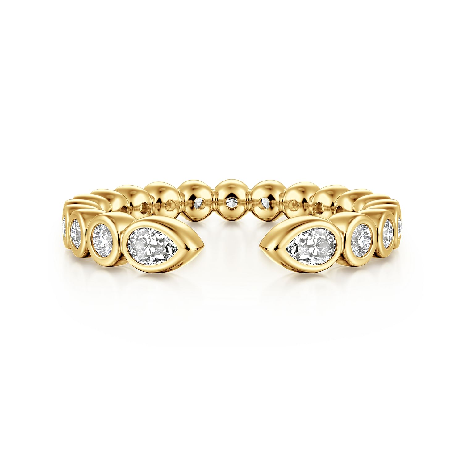 Gabriel & Co. 14K Yellow Gold Bezel Set Open Diamond Band
