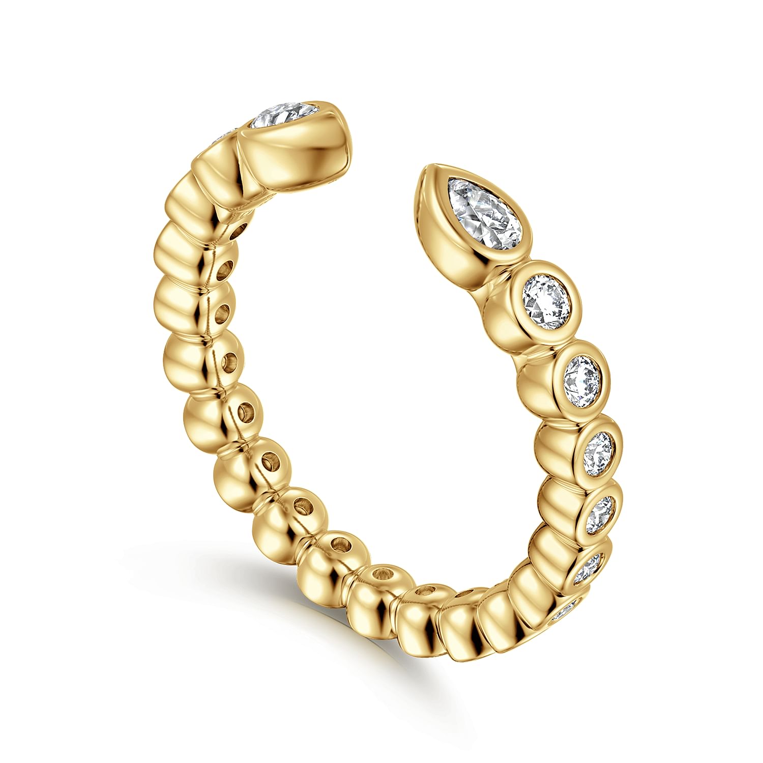 Gabriel & Co. 14K Yellow Gold Bezel Set Open Diamond Band