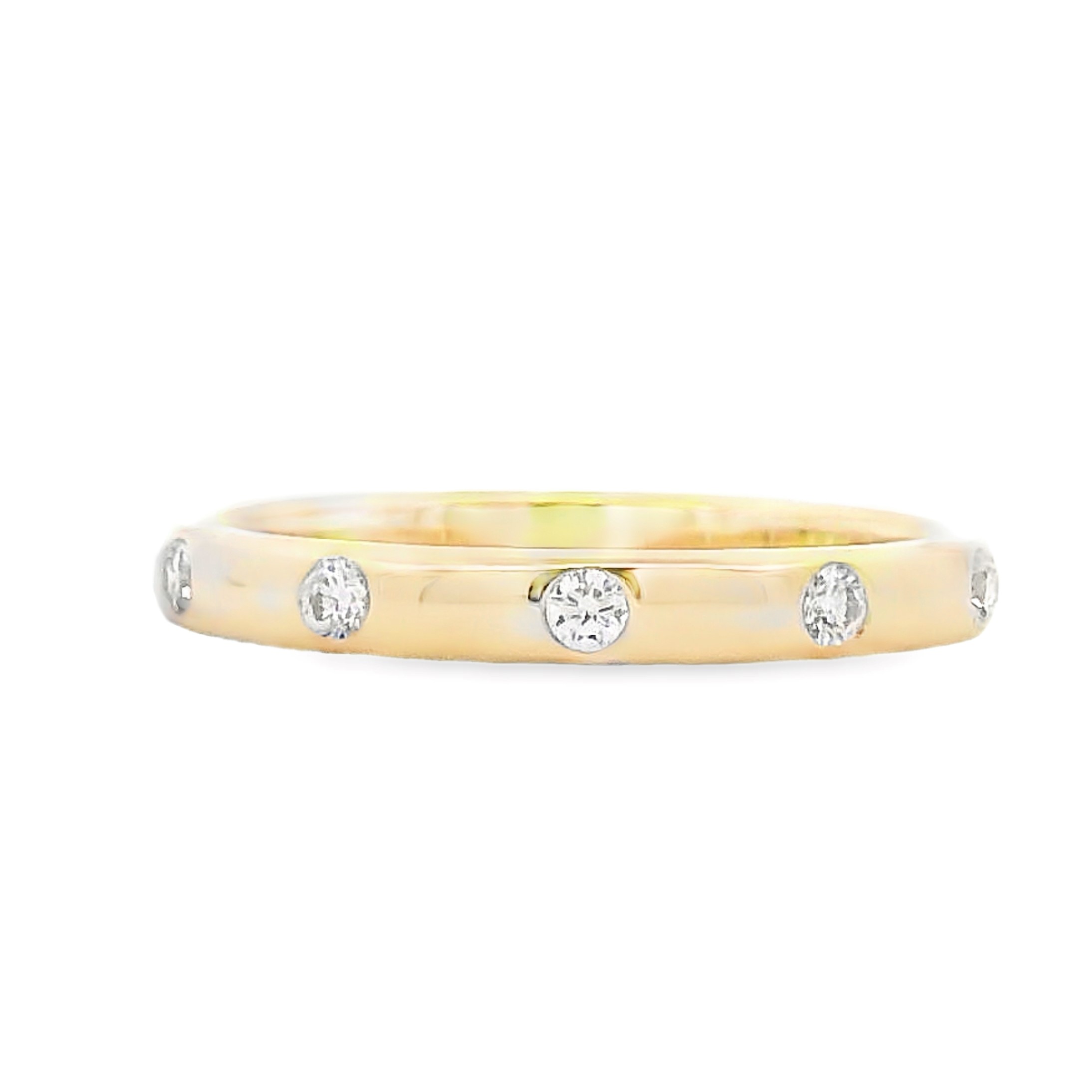 14K Yellow Gold Burnished Diamond Band