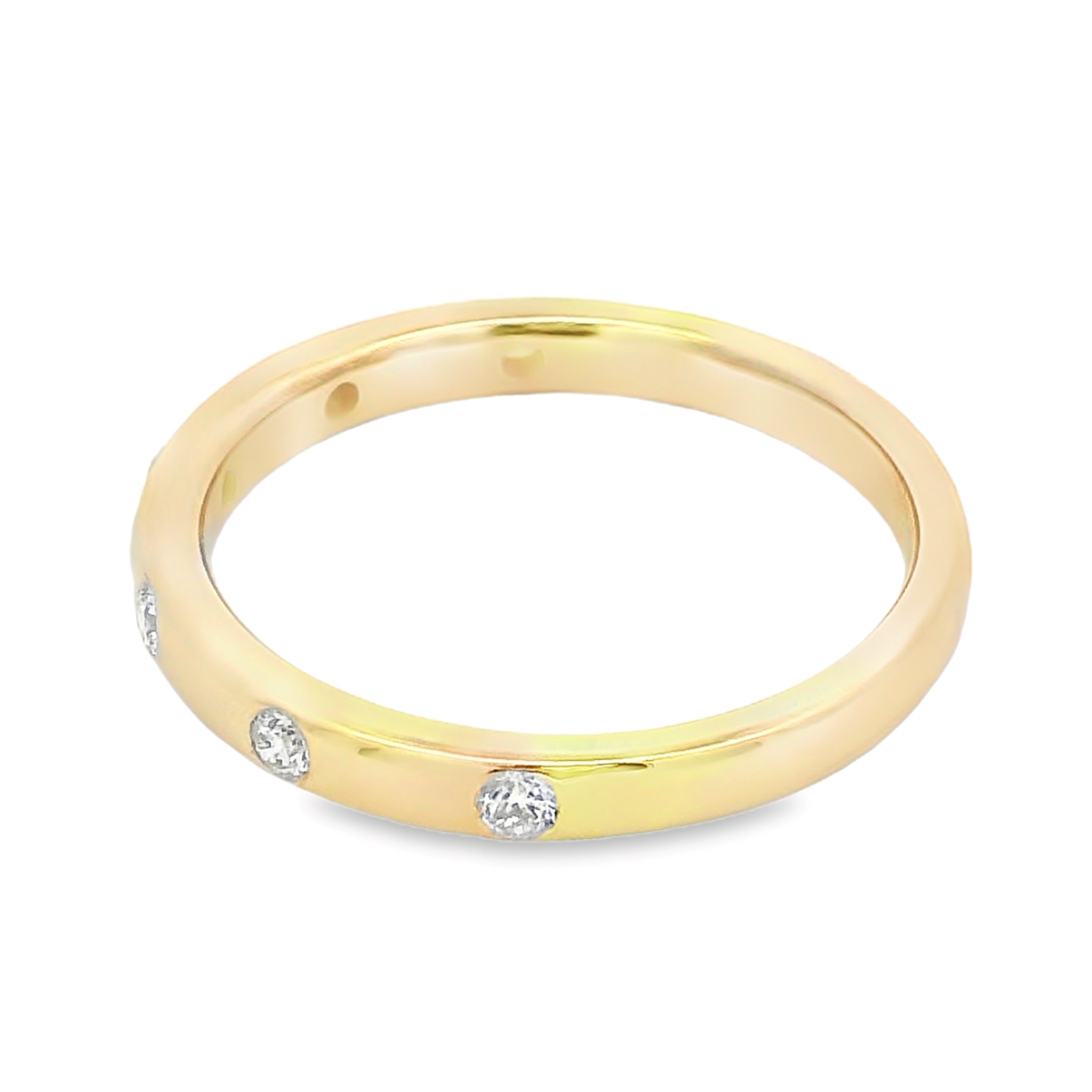 14K Yellow Gold Burnished Diamond Band