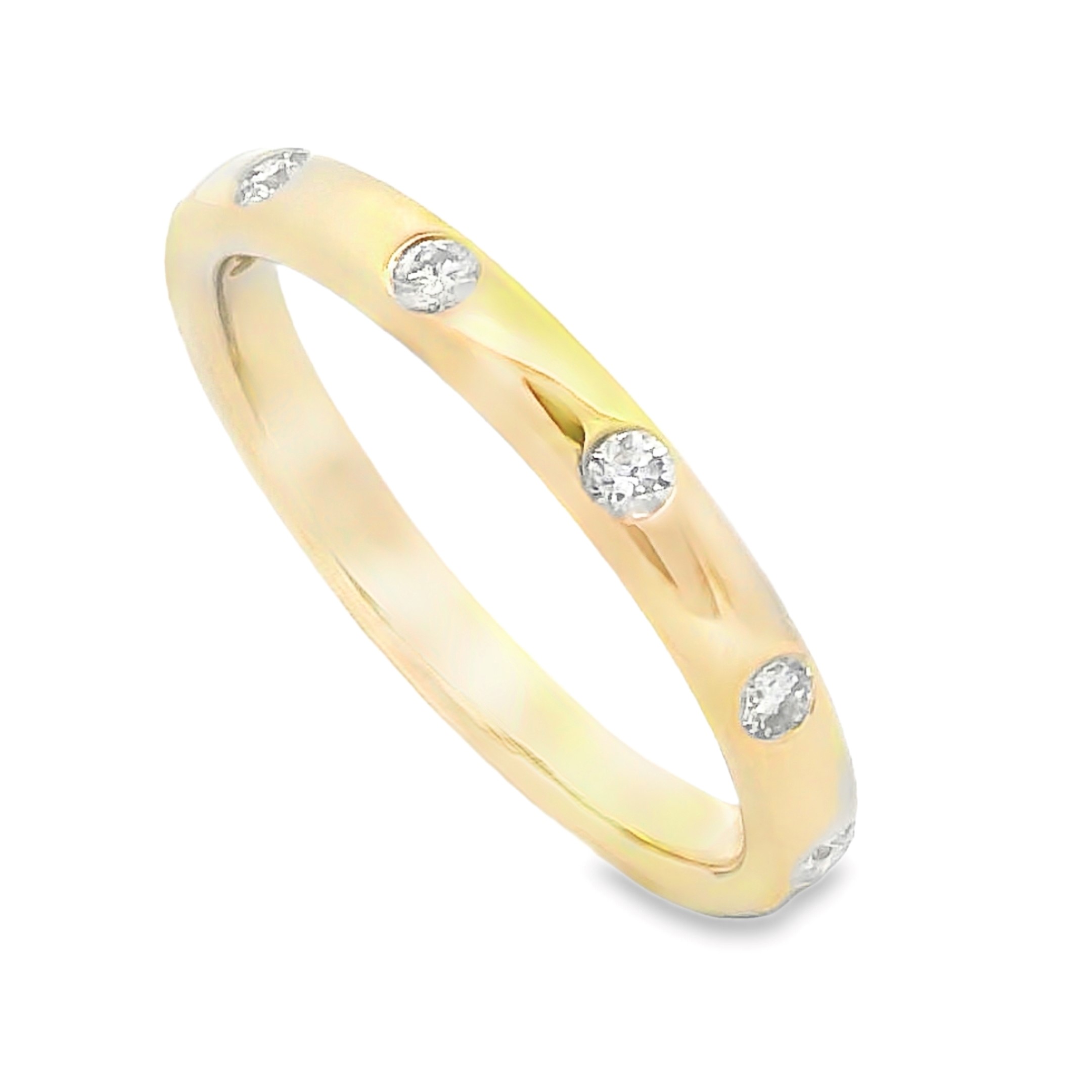 14K Yellow Gold Burnished Diamond Band