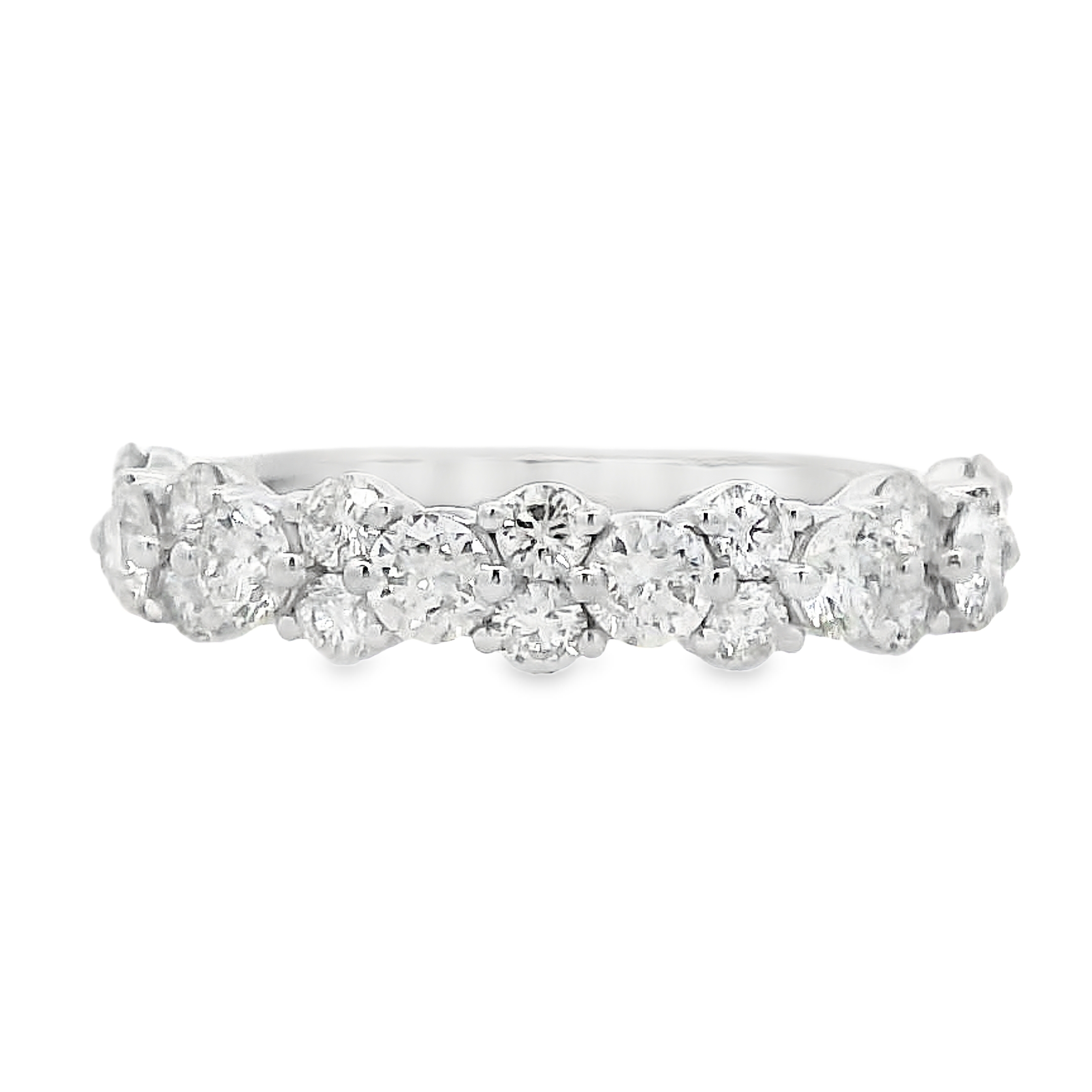 14K White Gold Diamond Cluster Anniversary Band