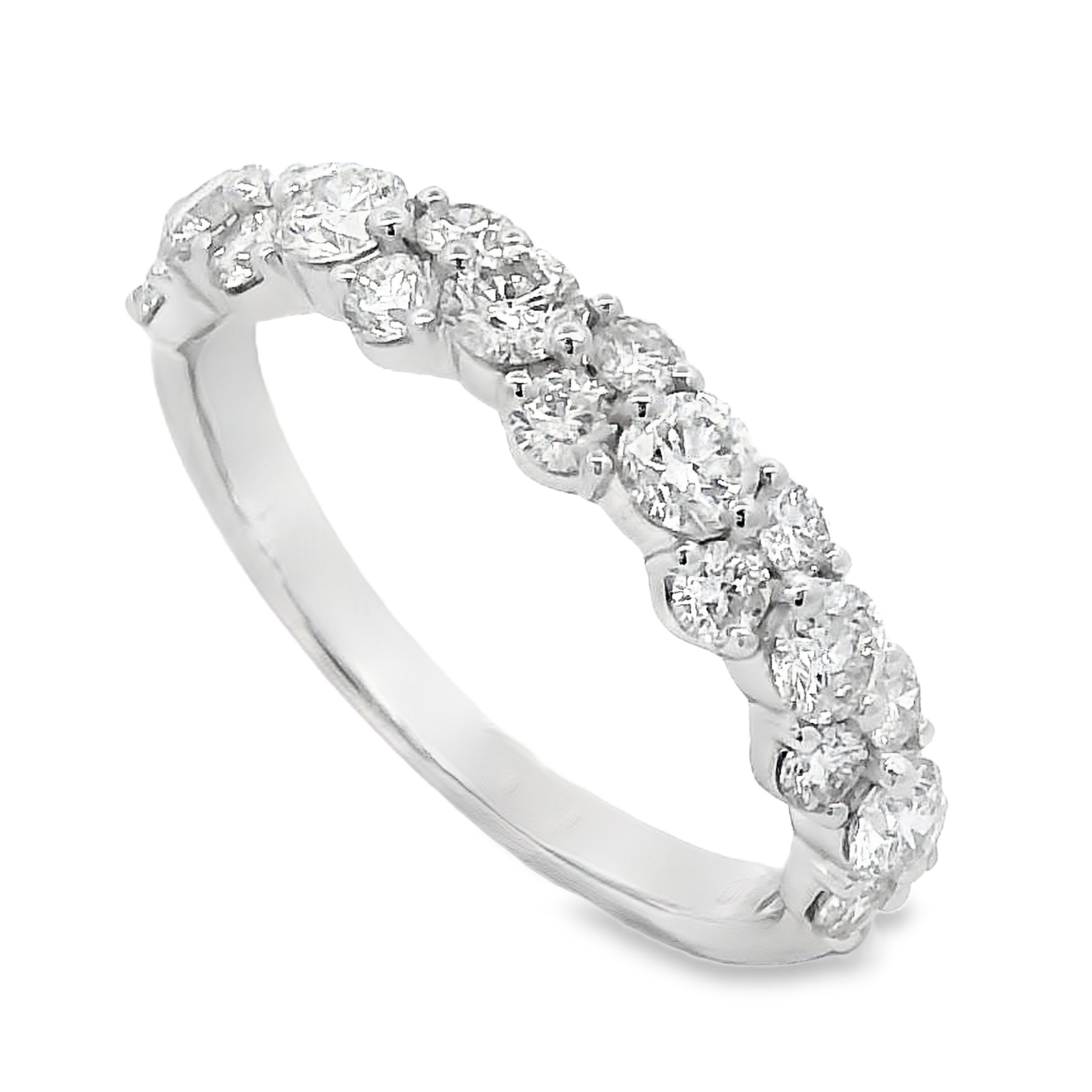 14K White Gold Diamond Cluster Anniversary Band