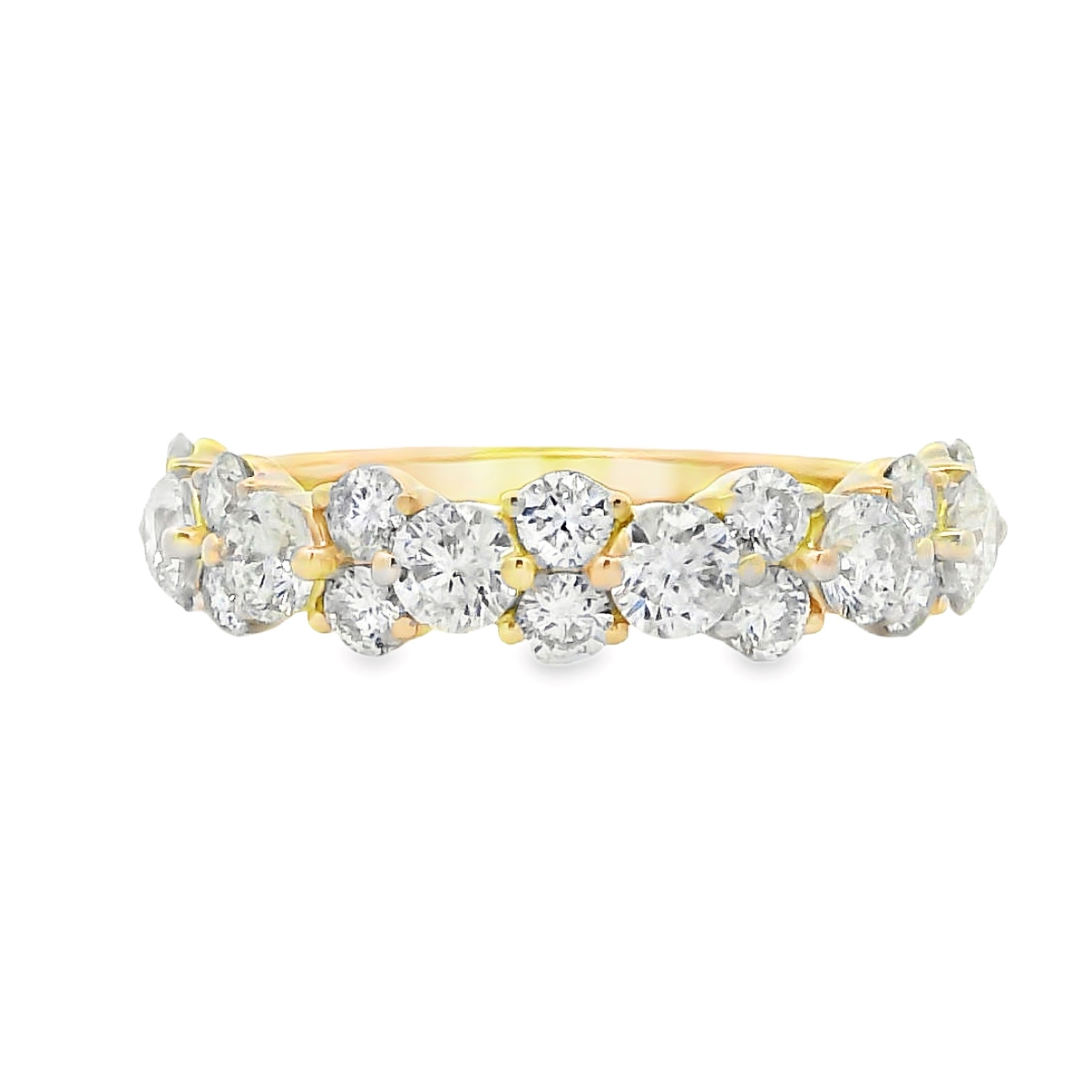 14K Yellow Gold Diamond Cluster Anniversary Band