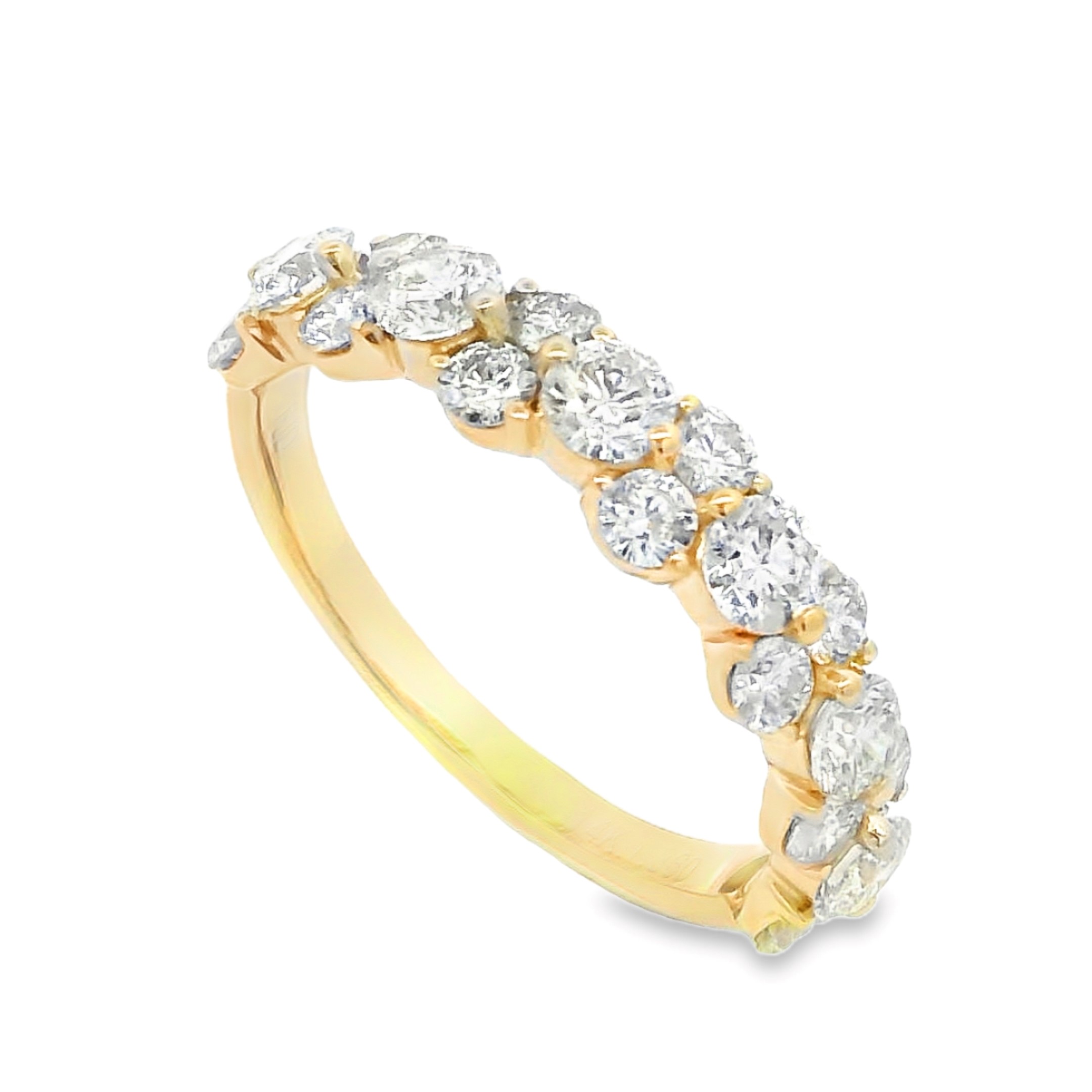 14K Yellow Gold Diamond Cluster Anniversary Band