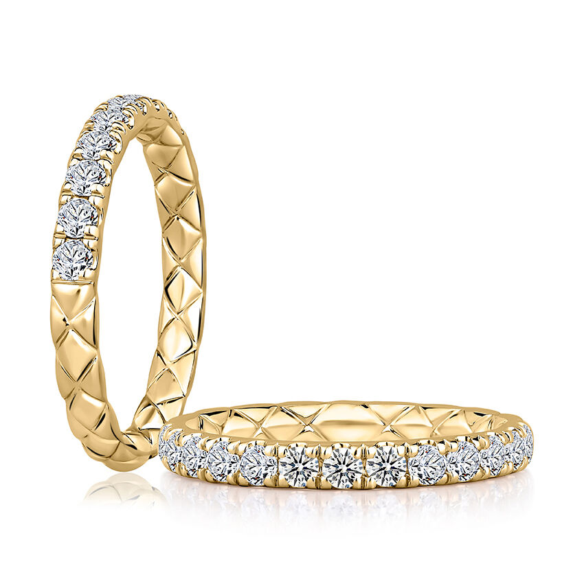 A. Jaffe 14K Yellow Gold Diamond & Quilted Half Anniversary Band