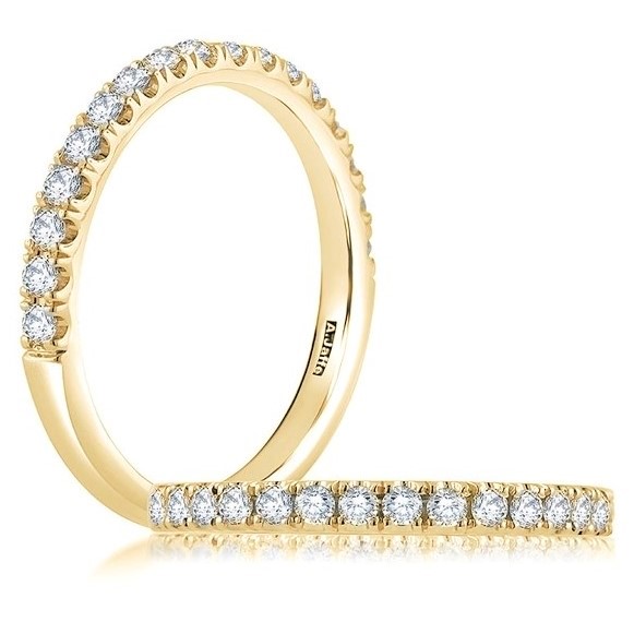 A. Jaffe 14K Yellow Gold Diamond Quilted Interior Half Anniversary Band