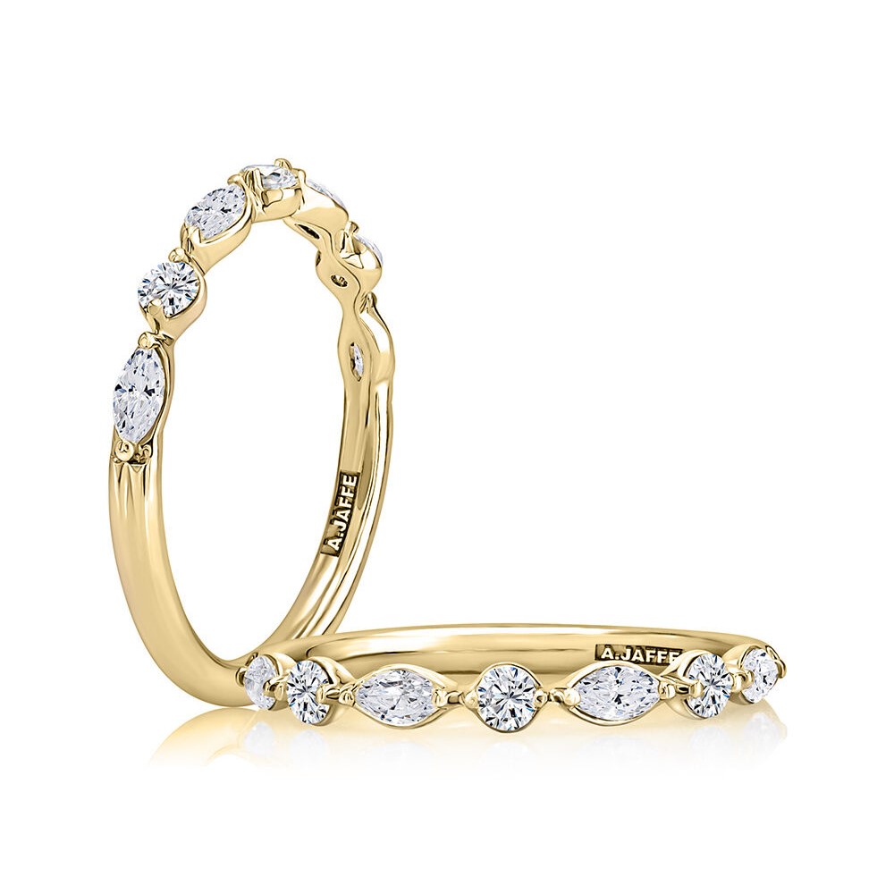 A.Jaffe 14K White Gold Diamond Alternating Anniversary Band