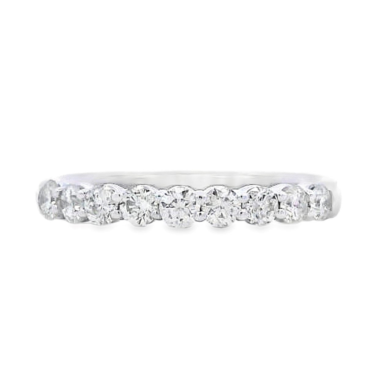 14K White Gold 1/2-Carat 9 Stone Diamond Anniversary Band
