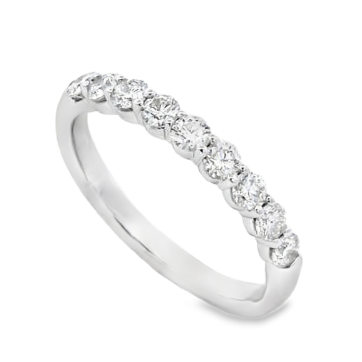 14K White Gold 1/2-Carat 9 Stone Diamond Anniversary Band