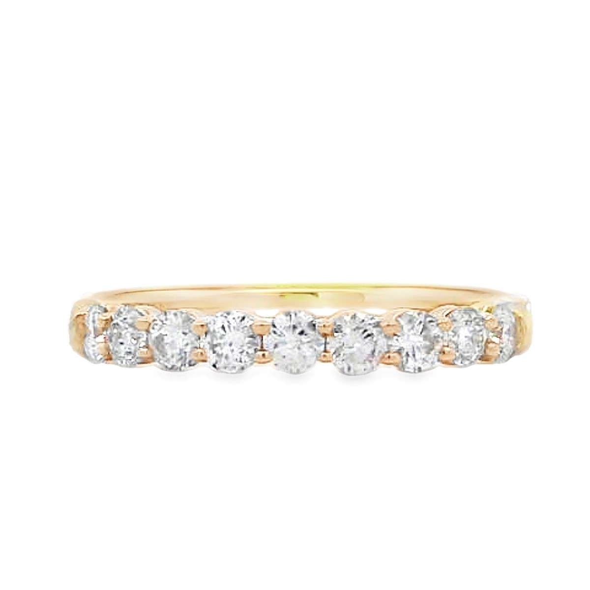 14K Yellow Gold 1/2-Carat 9 Stone Diamond Anniversary Band