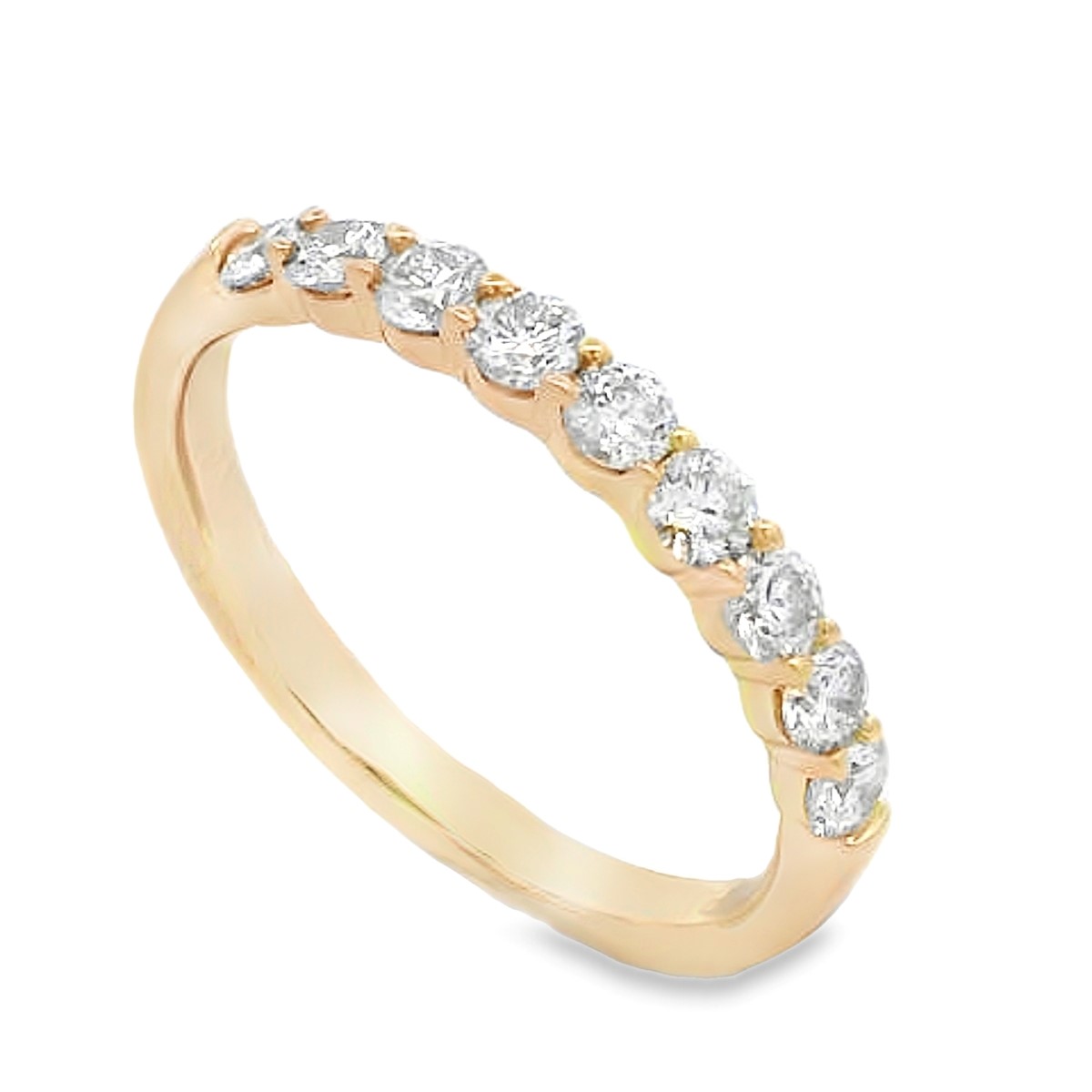 14K Yellow Gold 1/2-Carat 9 Stone Diamond Anniversary Band