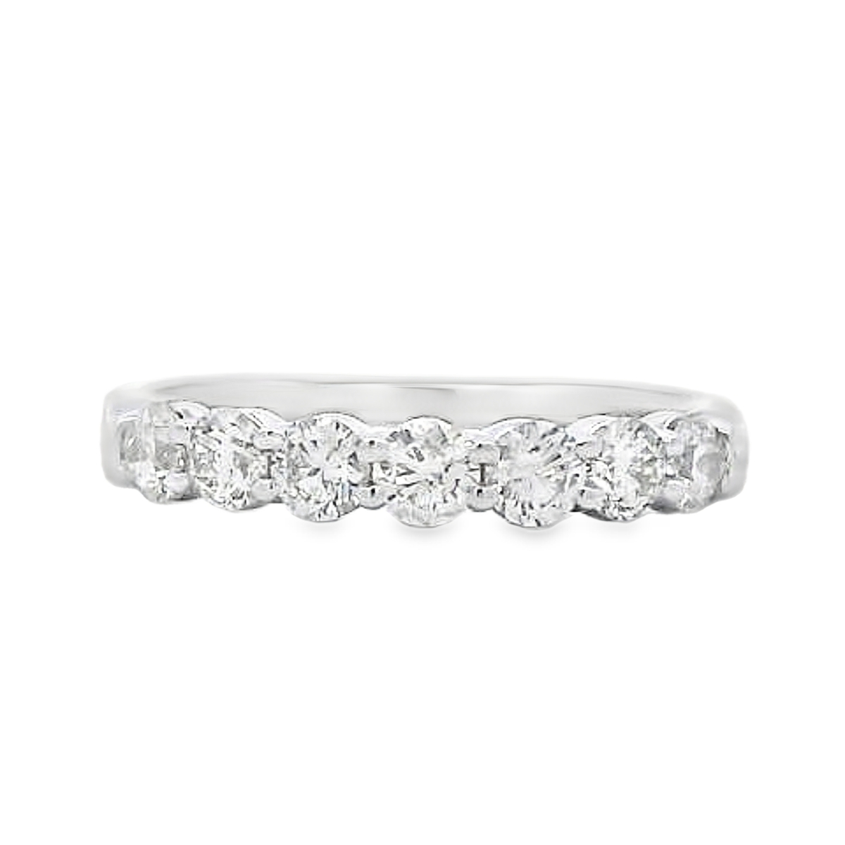 14K White Gold 3/4-Carat 7 Stone Diamond Anniversary Band